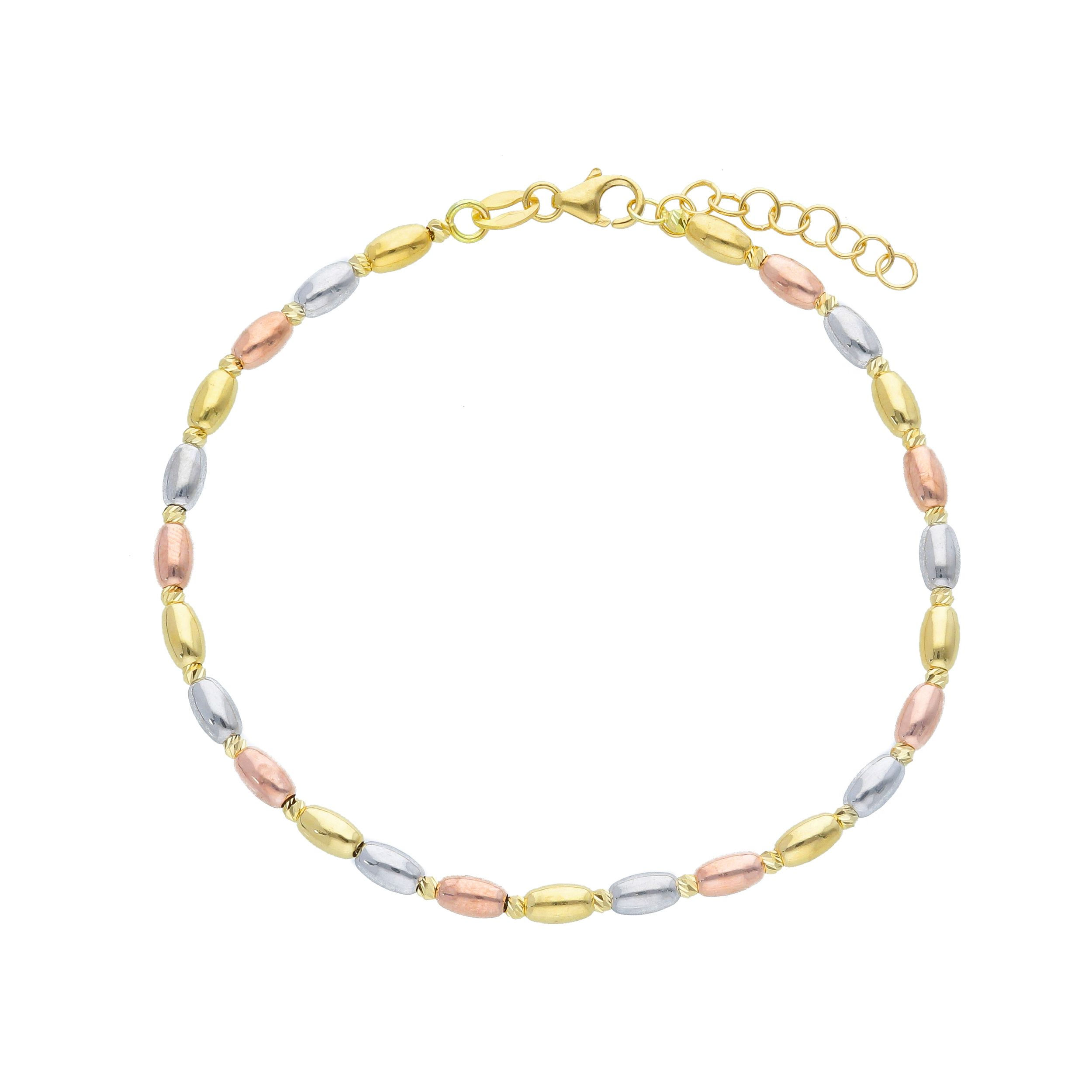 Oro 18 kt - BRACCIALE OVALINE ORO 3 COLORI CM 17 - ORO TRE COLORI - 17cm