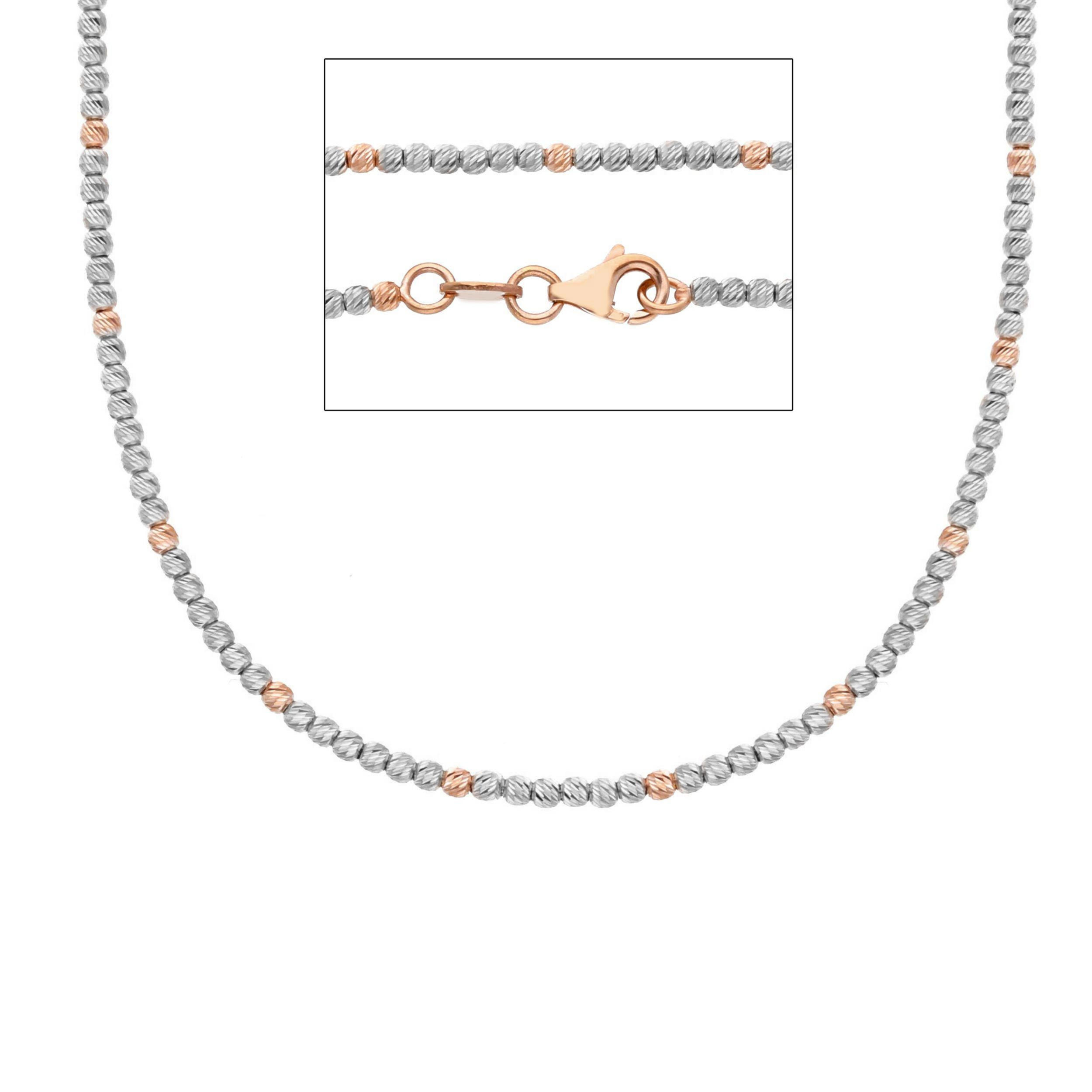 Oro 18 kt - GIRO OB CON PALLINE OR DIAM. 2 MM CM 50 - ORO ROSA E BIANCO - 50cm