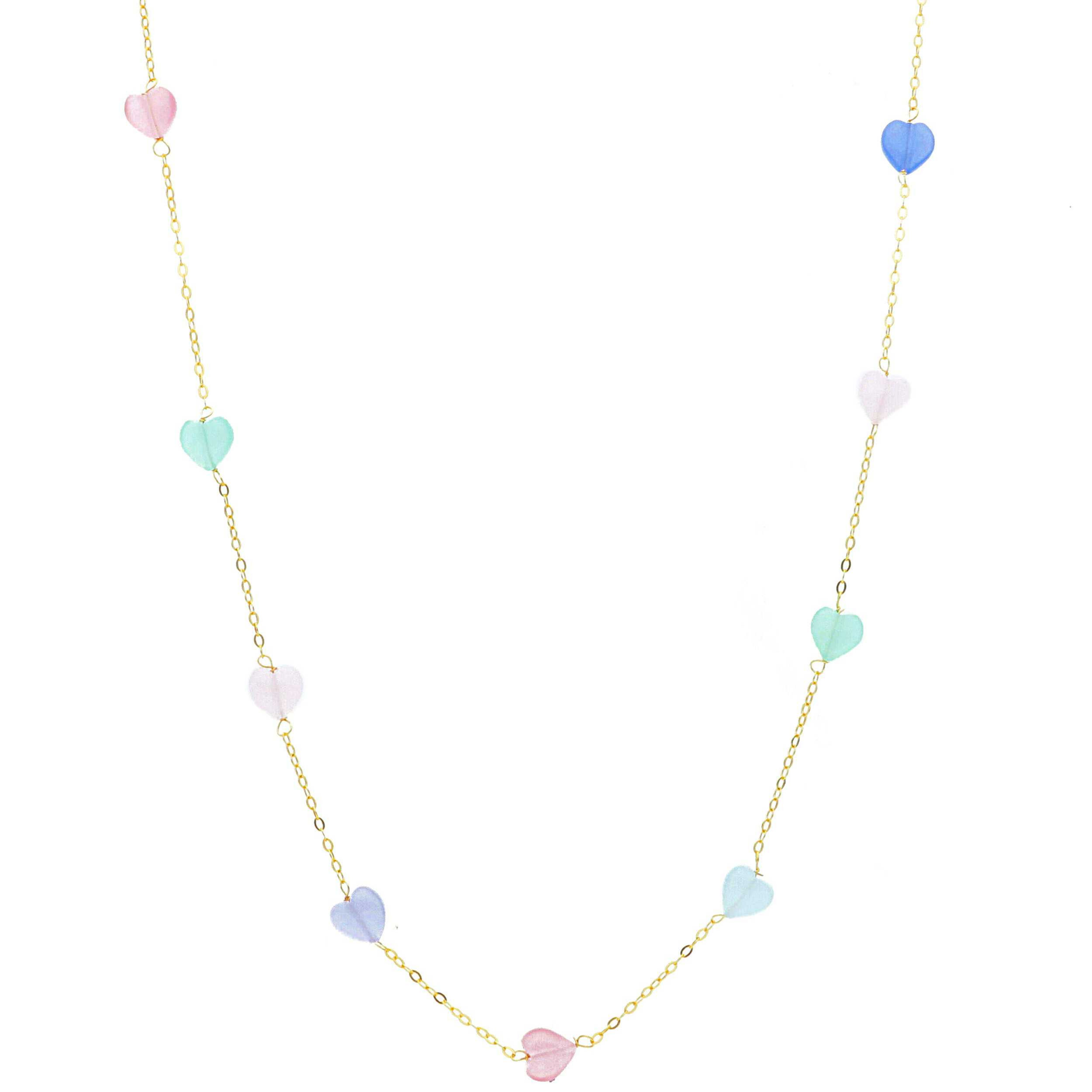 Oro 18 kt - GIROCOLLO OG PIETRE CUORI COLORATI 42+2CM - ORO GIALLO - 42+2cm