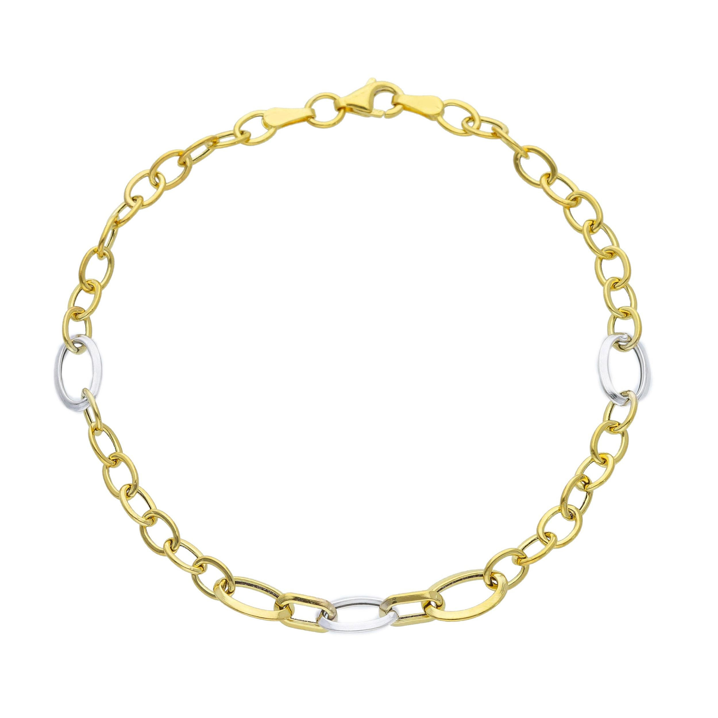 Oro 18 kt - BRACCIALE MAGLIA OGB CM 19 - ORO GIALLO E BIANCO - 19cm