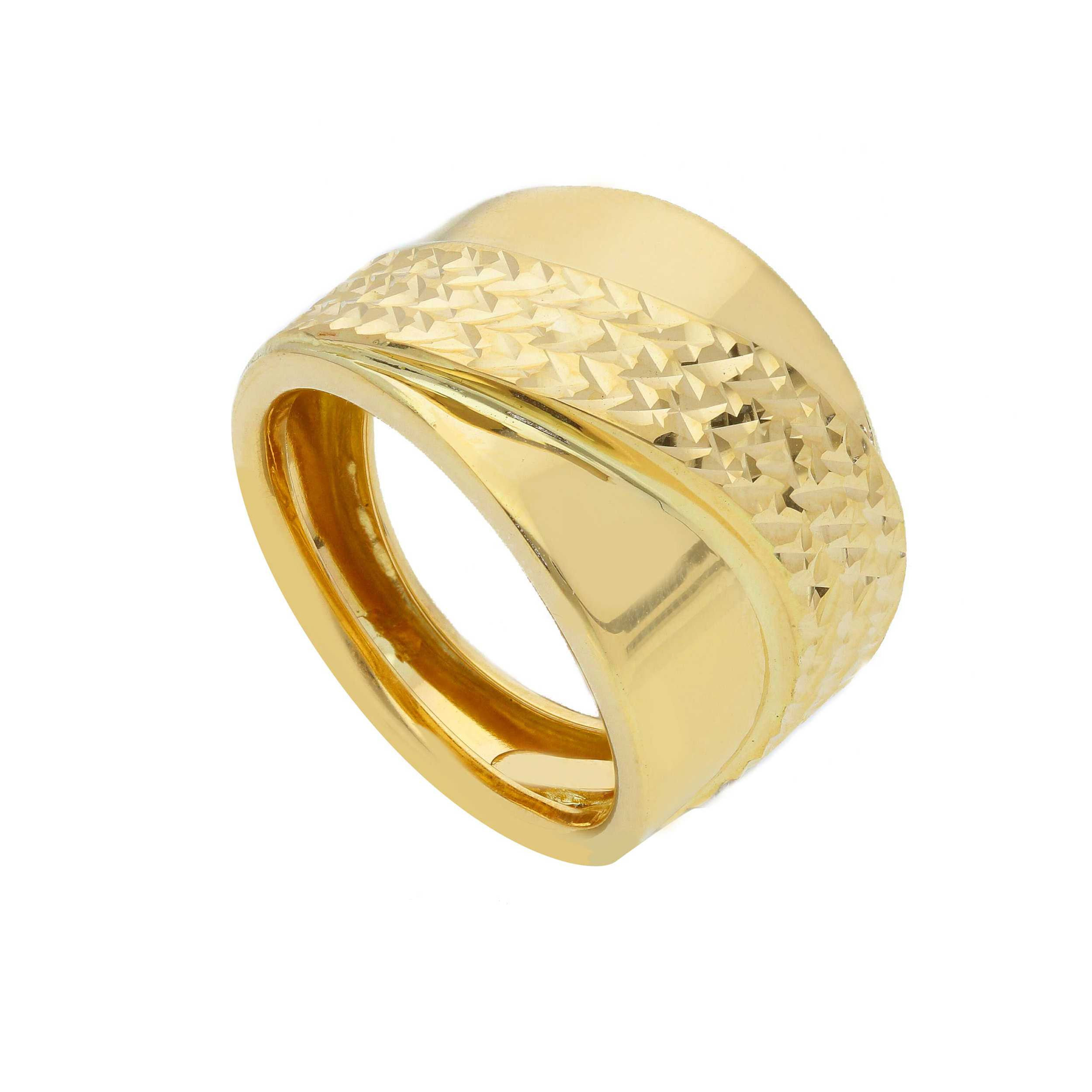 Oro 18 kt - ANELLO LUCIDO/DIAMANTATO OG FASCIONE - ORO GIALLO