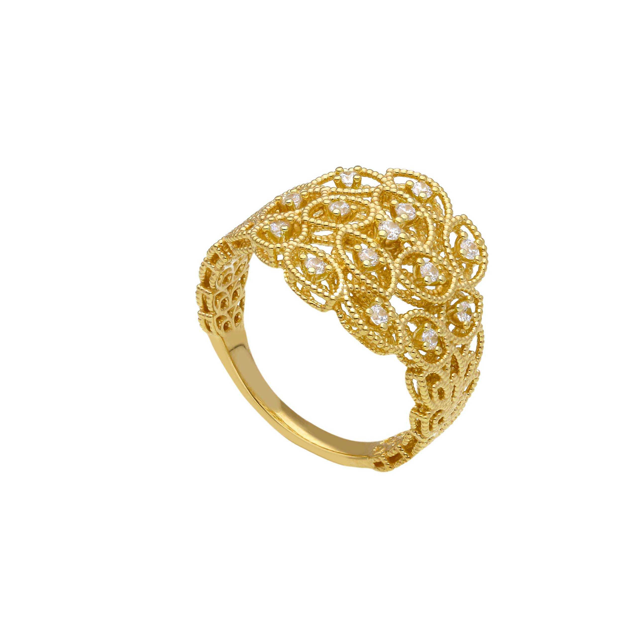 Oro 18 kt - ANELLO OG FASCIA CON ZIRCONI - ORO GIALLO
