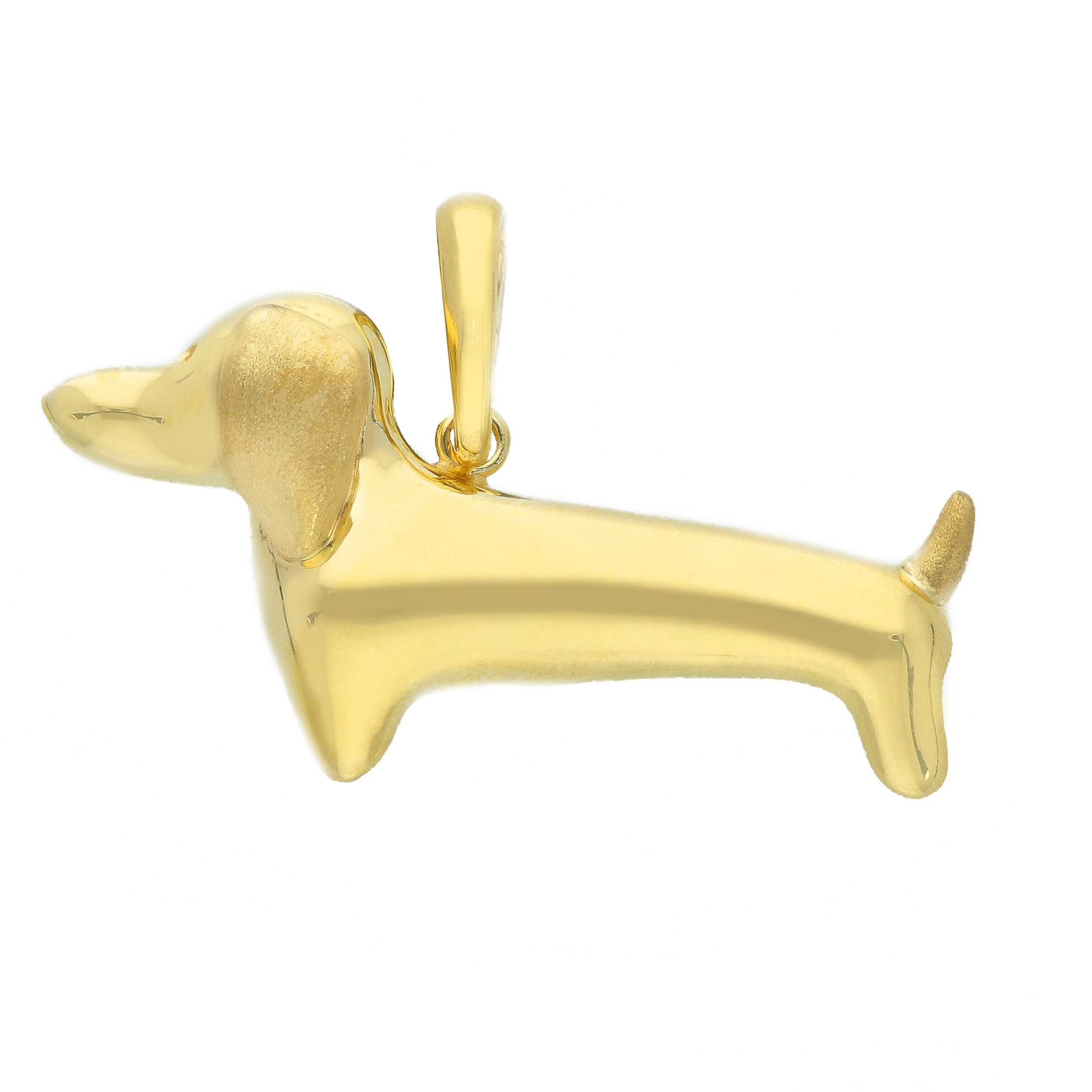 Oro 18 kt - CIONDOLO BASSOTTO OG LUCIDO CON ORECCHIE SATINATE - ORO GIALLO