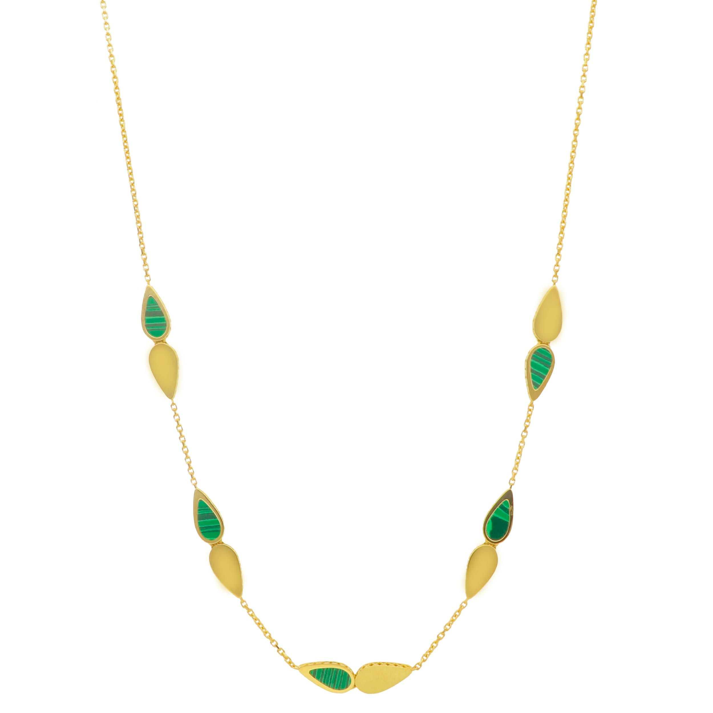 Oro 18 kt - GIROCOLLO OG CON PASTA DI MALACHITE 42+3CM - ORO GIALLO - 42+3cm