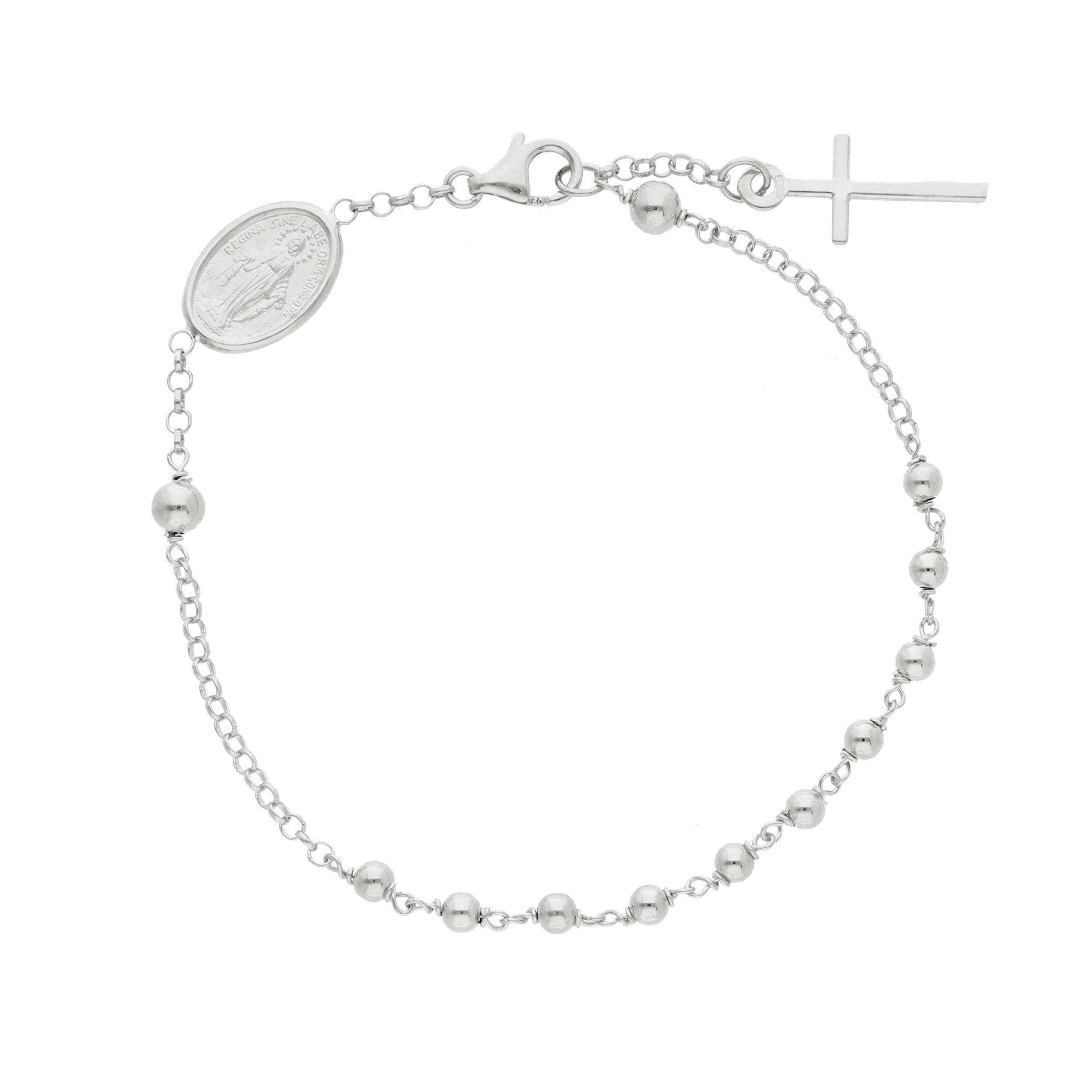 Oro 18 kt - BRA. ROSARIO OB 2 MIS. - ORO BIANCO - 17+2cm