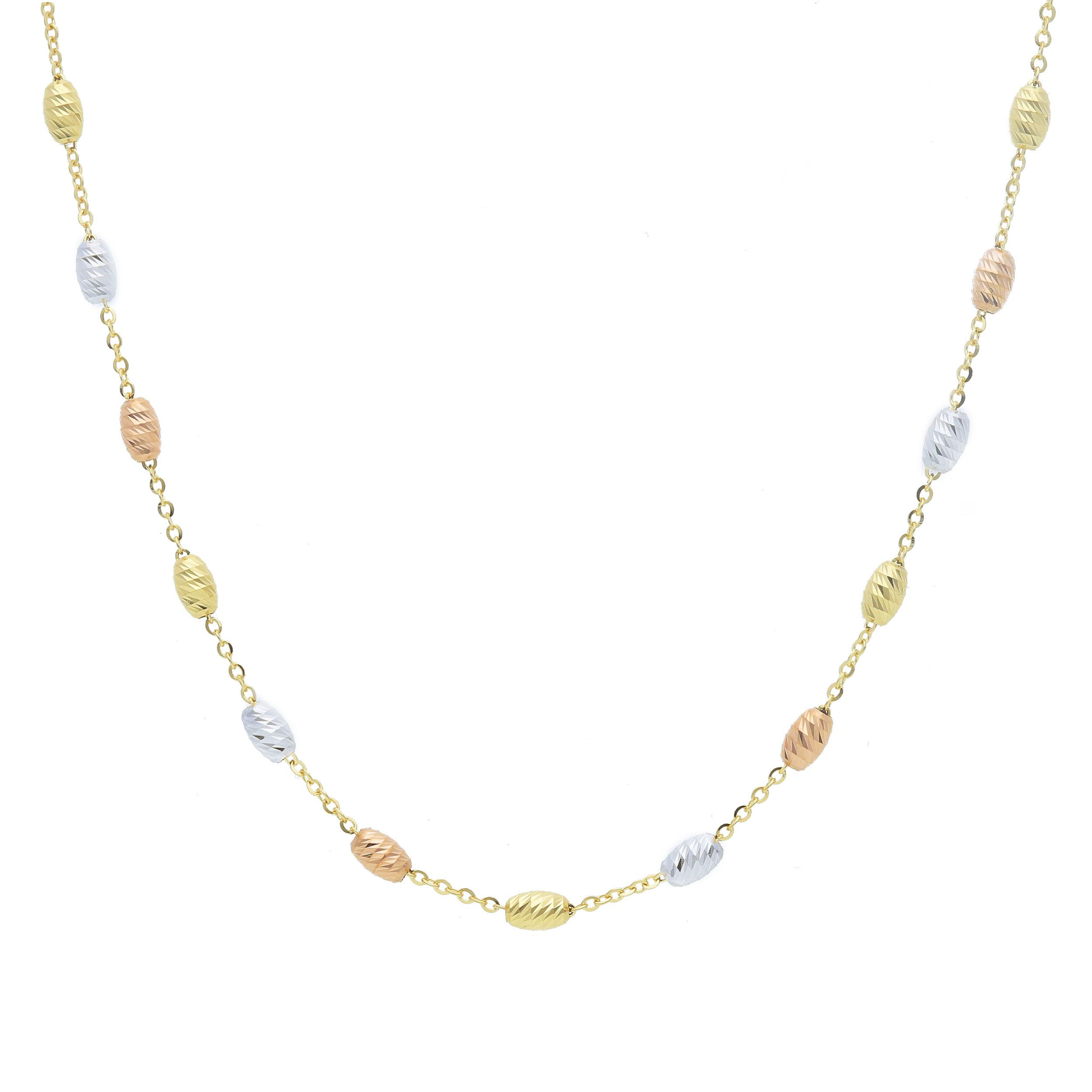 Oro 18 kt - GIROCOLLO TRE COLORI CON OVALINE DIAMANTATE - ORO TRE COLORI - 42...