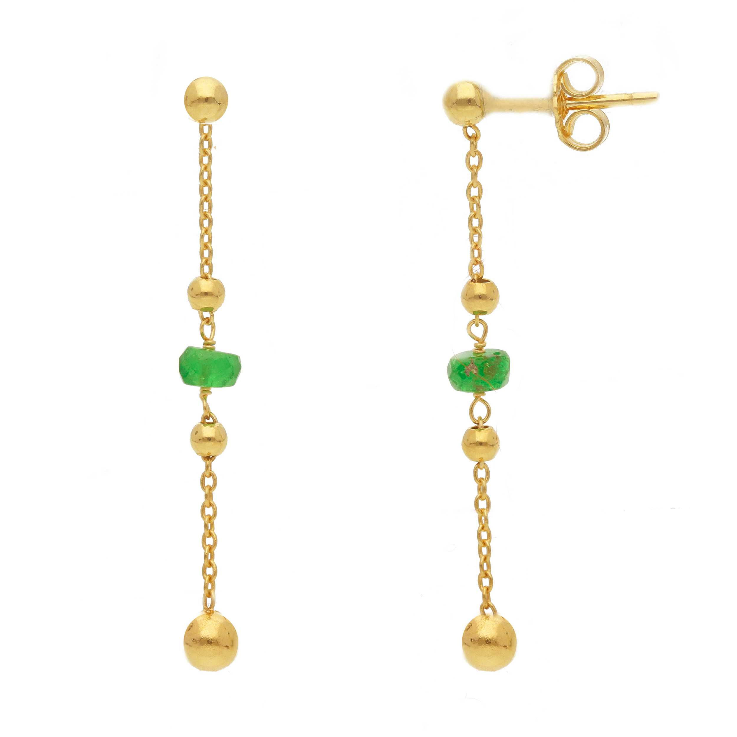 Oro 18 kt - ORECCHINI PALLINE VERDI OG - ORO GIALLO