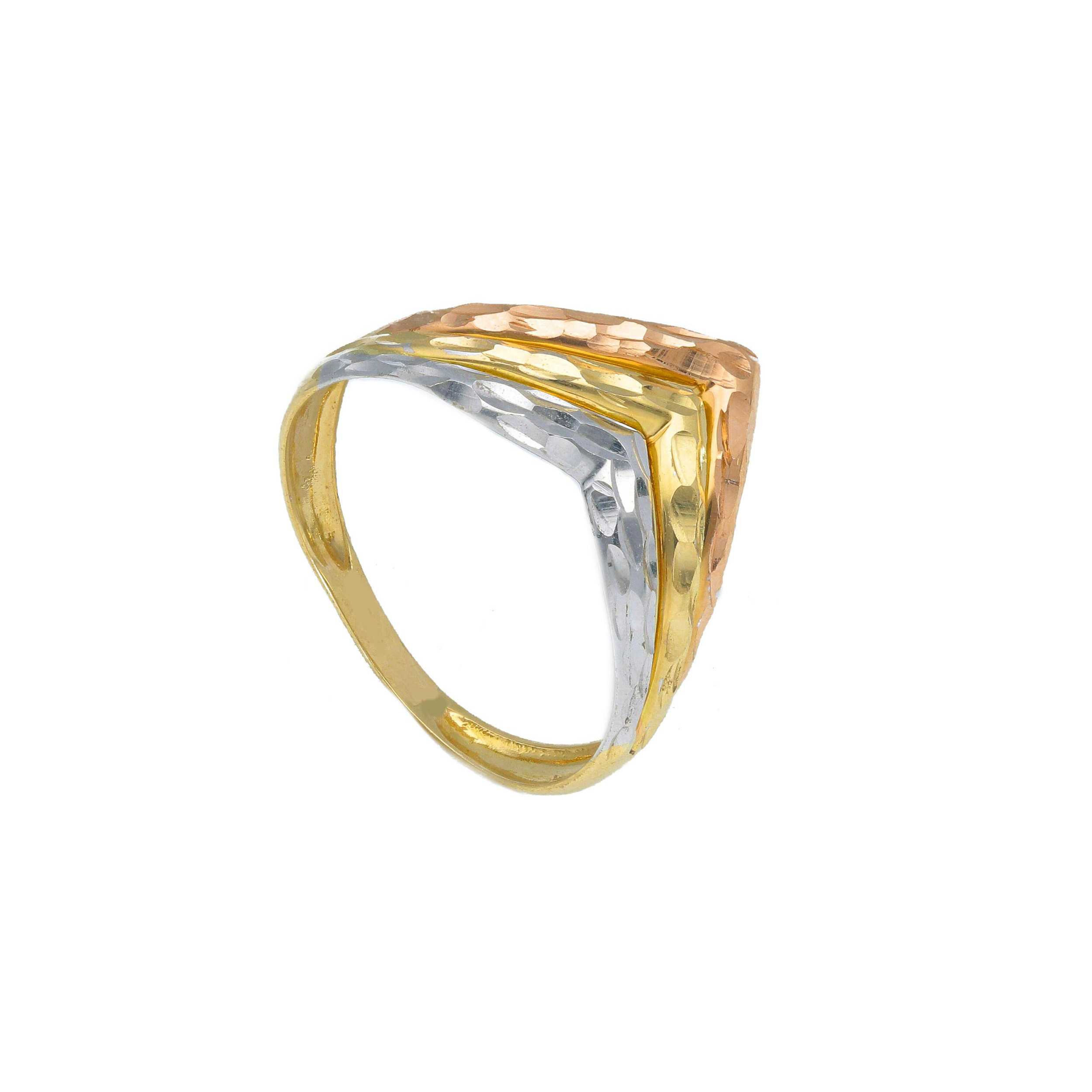 Oro 18 kt - ANELLO TRE COLORI DIAMANTATO - ORO TRE COLORI