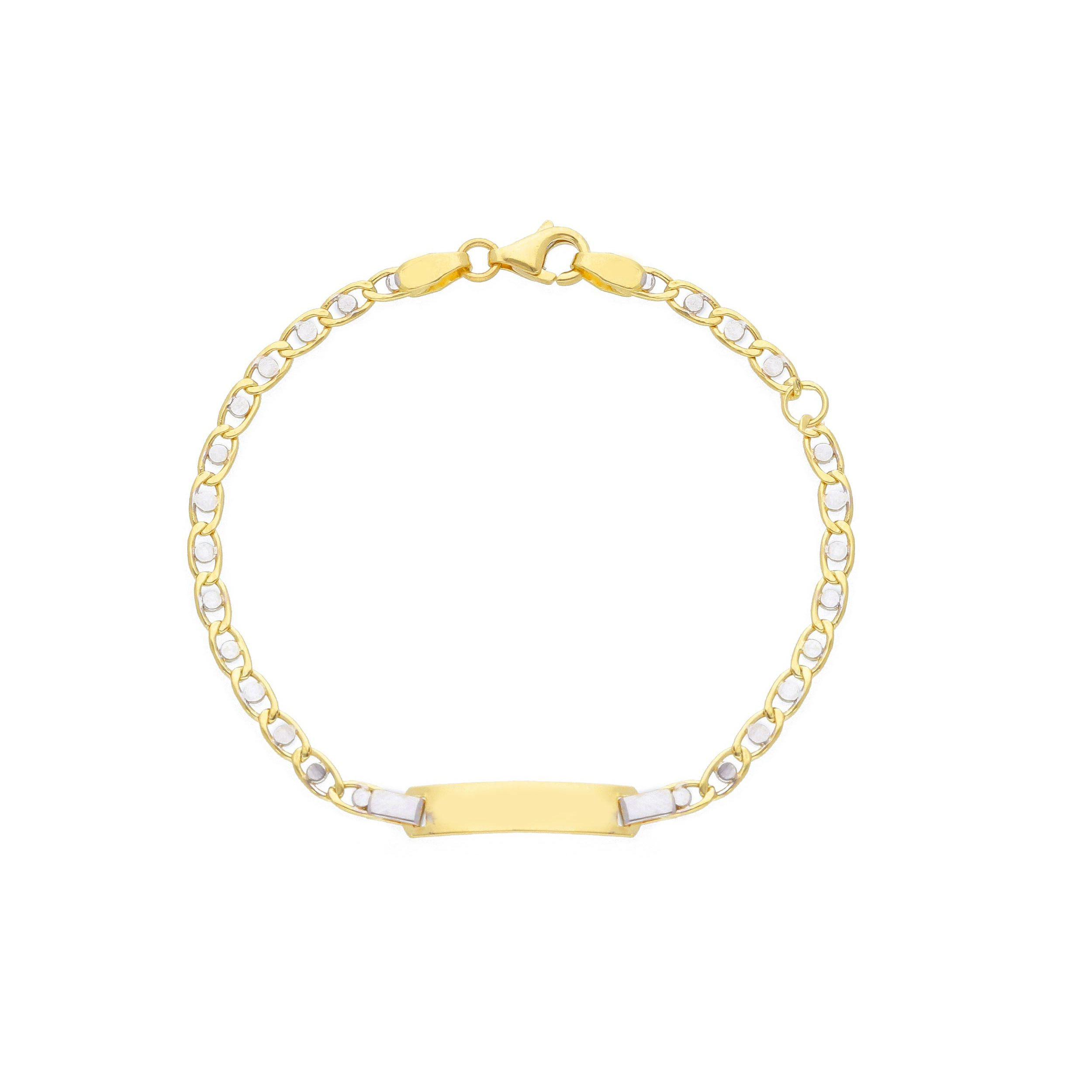 Oro 18 kt - BRAC. TARGA OG/OB PALLINO FILO 060 0 CM 15 - ORO GIALLO E BIANCO ...