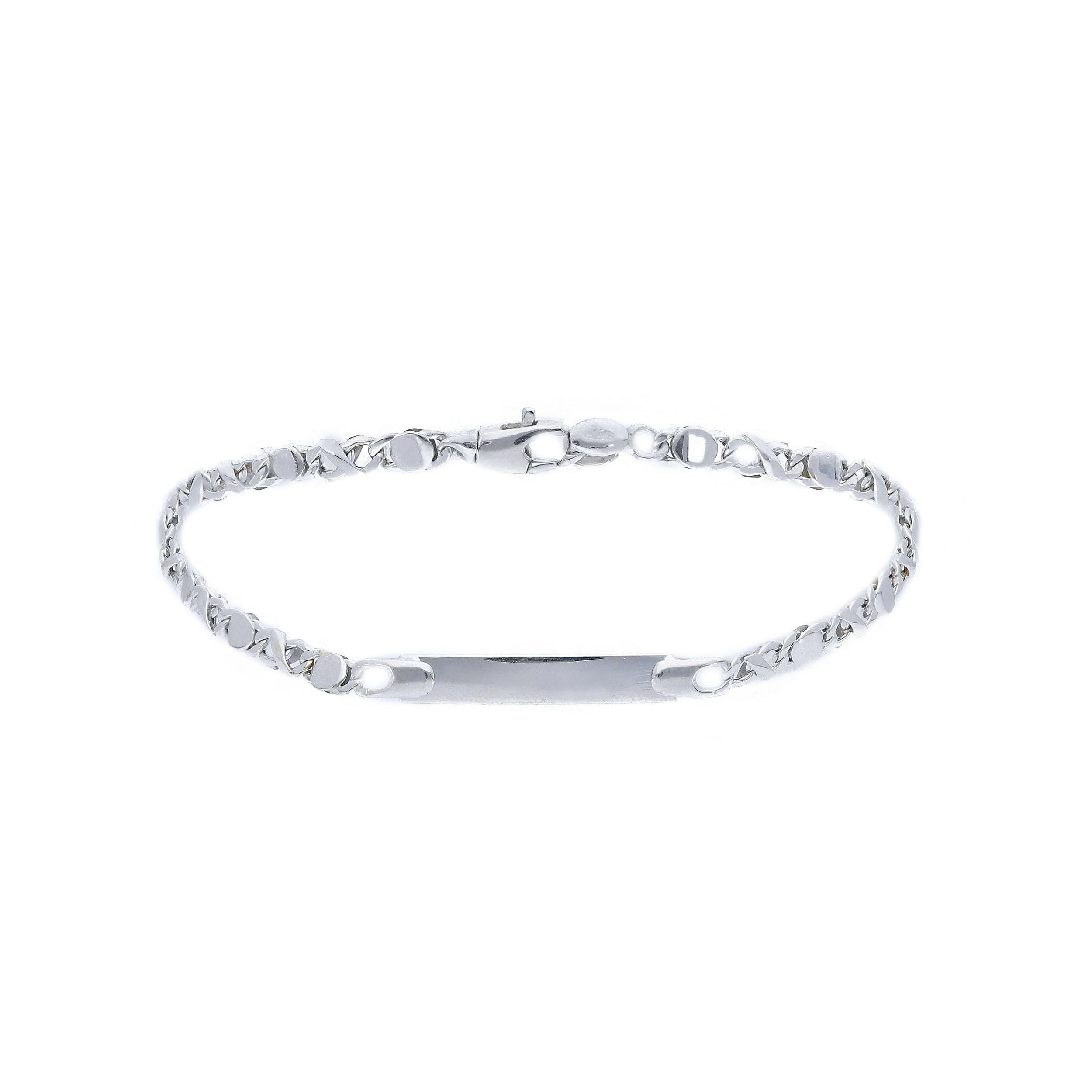 Oro 18 kt - BRACCILE TARGA OB CM 21 - ORO BIANCO - 21cm