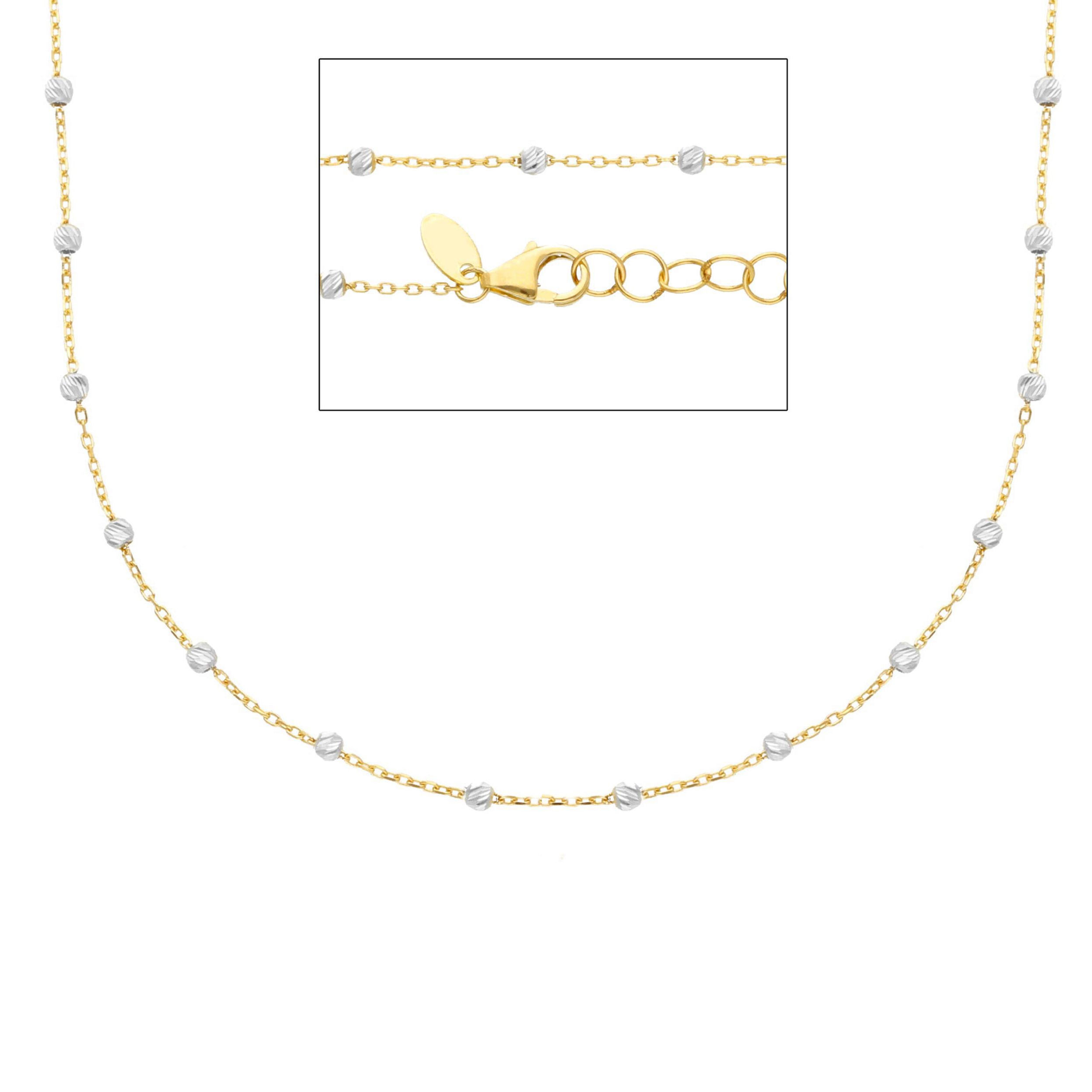 Oro 18 kt - COLLANA FORZ OG + PALL DIAM OB 45 CM - ORO GIALLO E BIANCO - 45cm