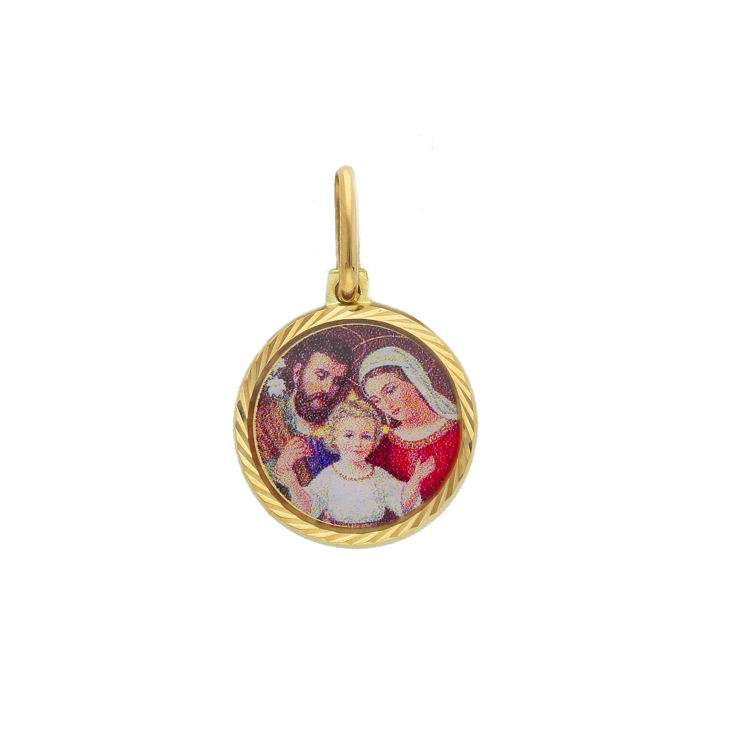 Oro 18 kt - MEDAGLIA OG SMALTO SACRA FAMIGLIA - ORO GIALLO