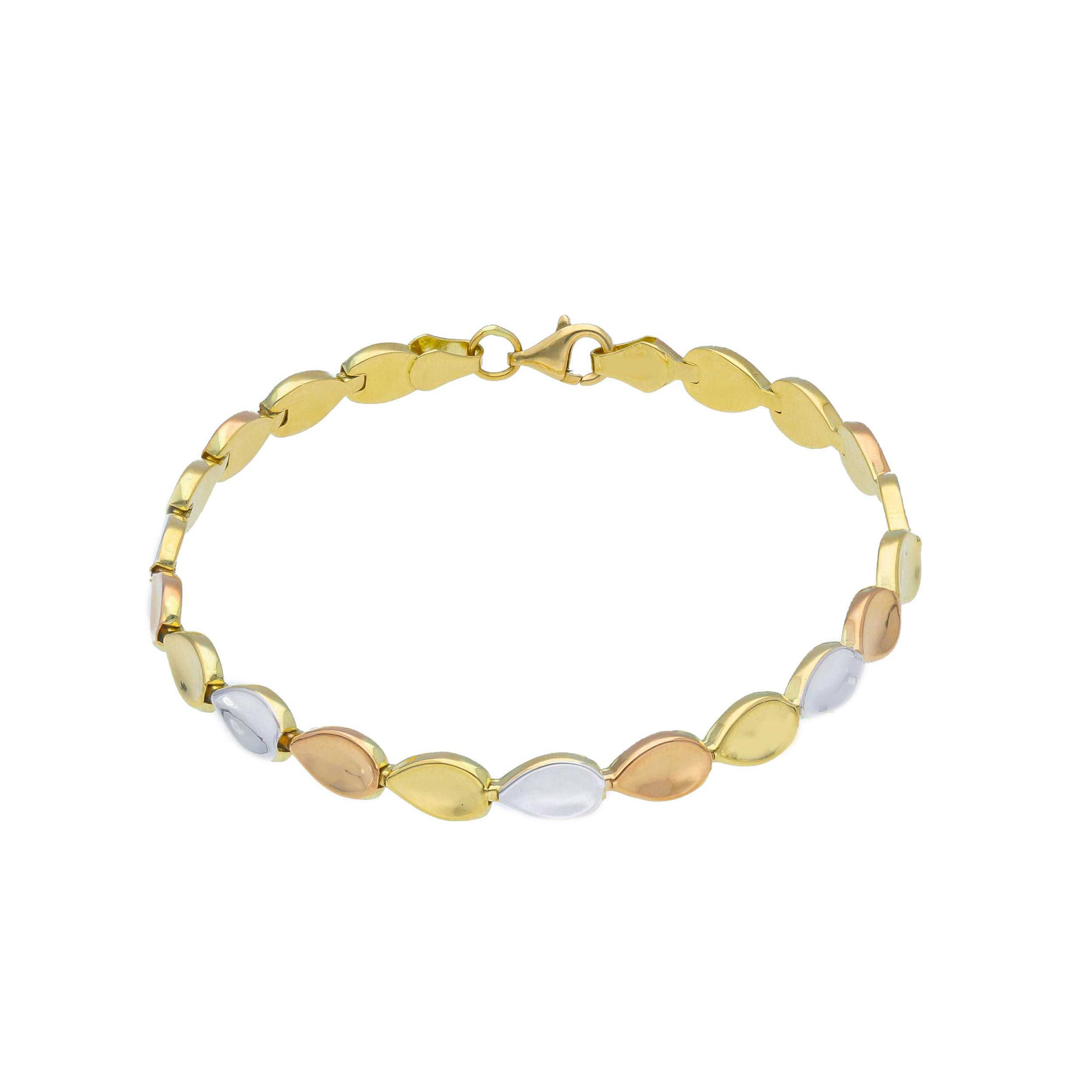 Oro 18 kt - BRACCIALE ORO 3 COLORI - ORO TRE COLORI - 19cm