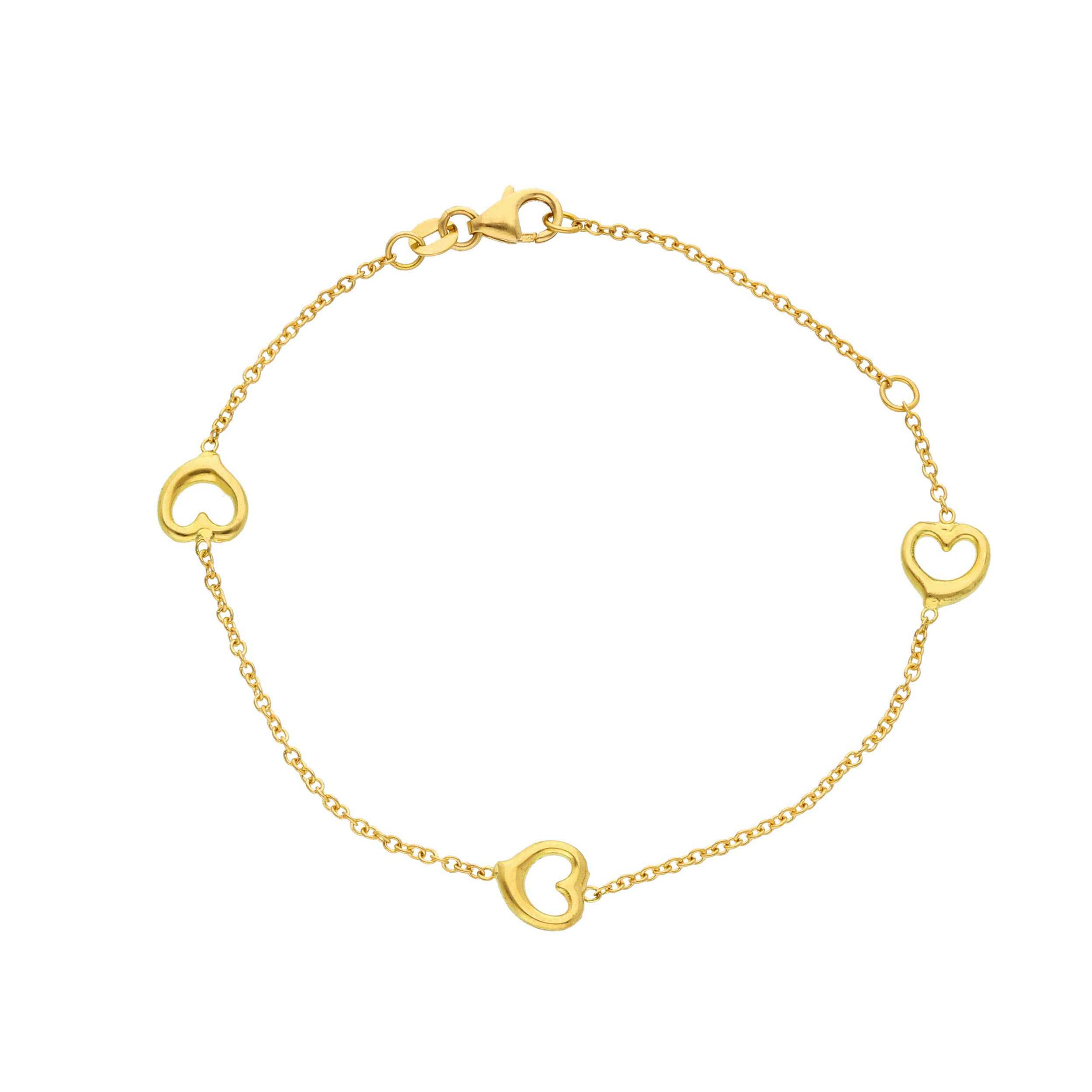 Oro 18 kt - BRACCIALE CUORE - ORO GIALLO - 15+3 cm
