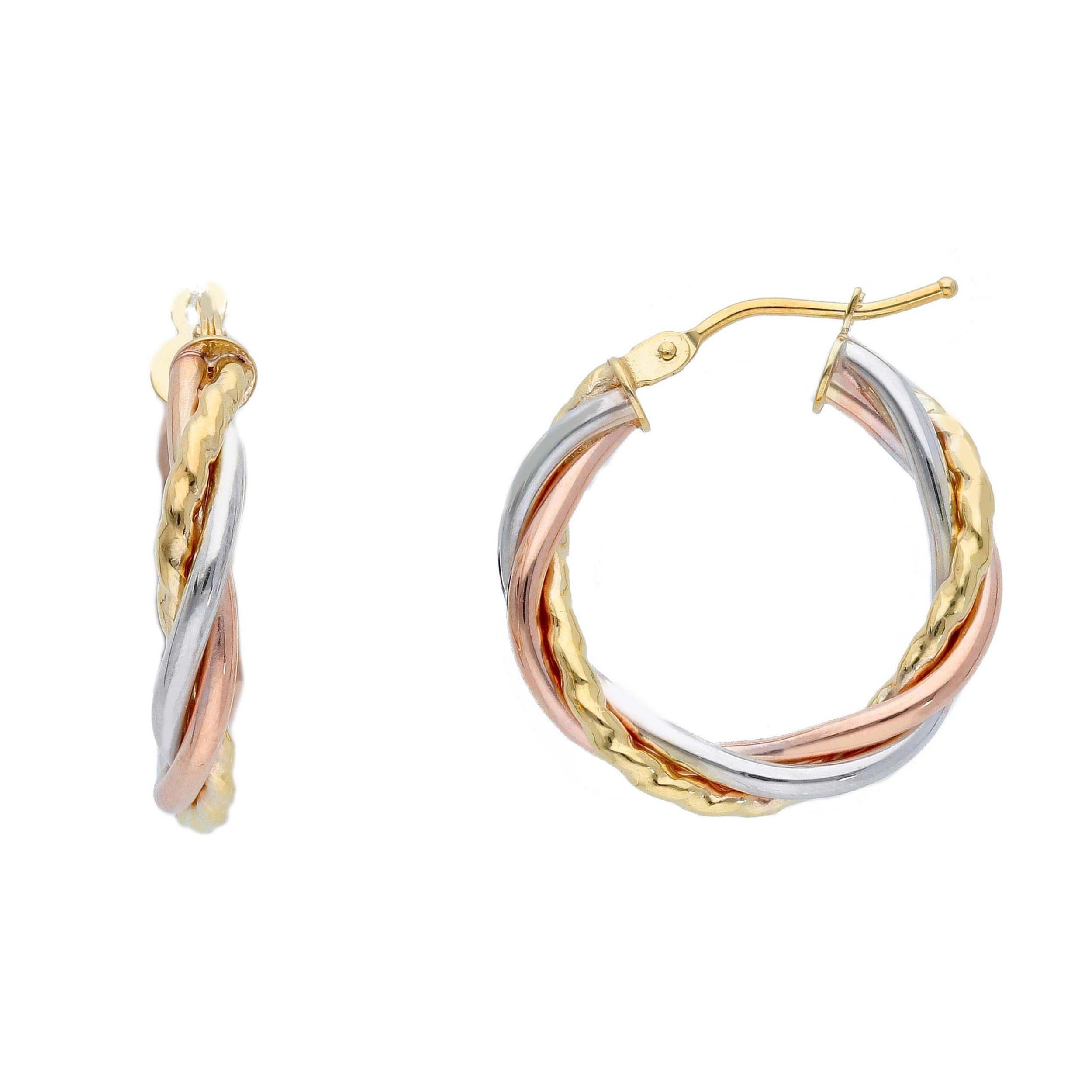 Oro 18 kt - ORECCHINI TONDO TRE COLORI - ORO TRE COLORI - Ø 15mm