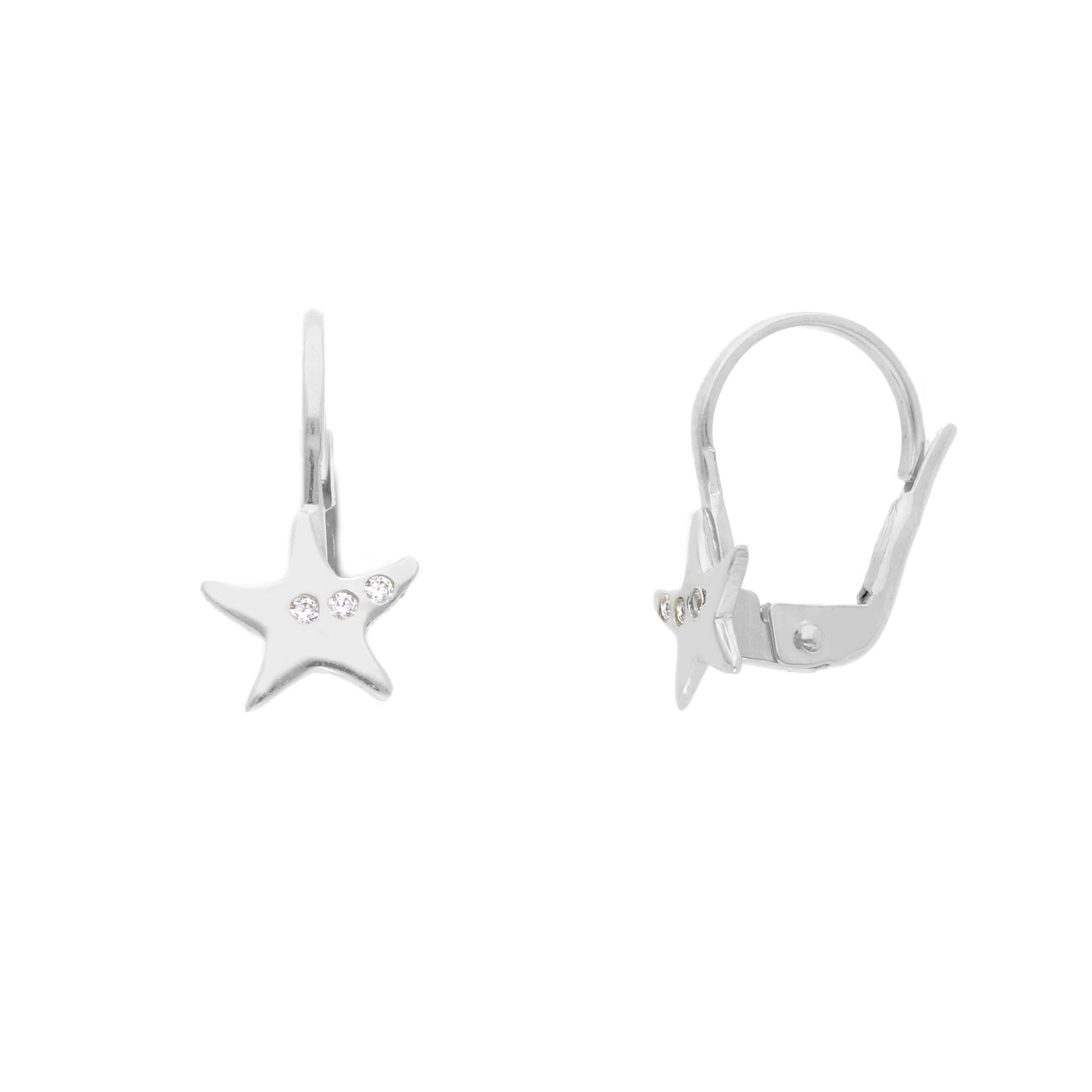 Oro 18 kt - ORECCHINI MONACHELLA STELLA OB ZIRCONI - ORO BIANCO