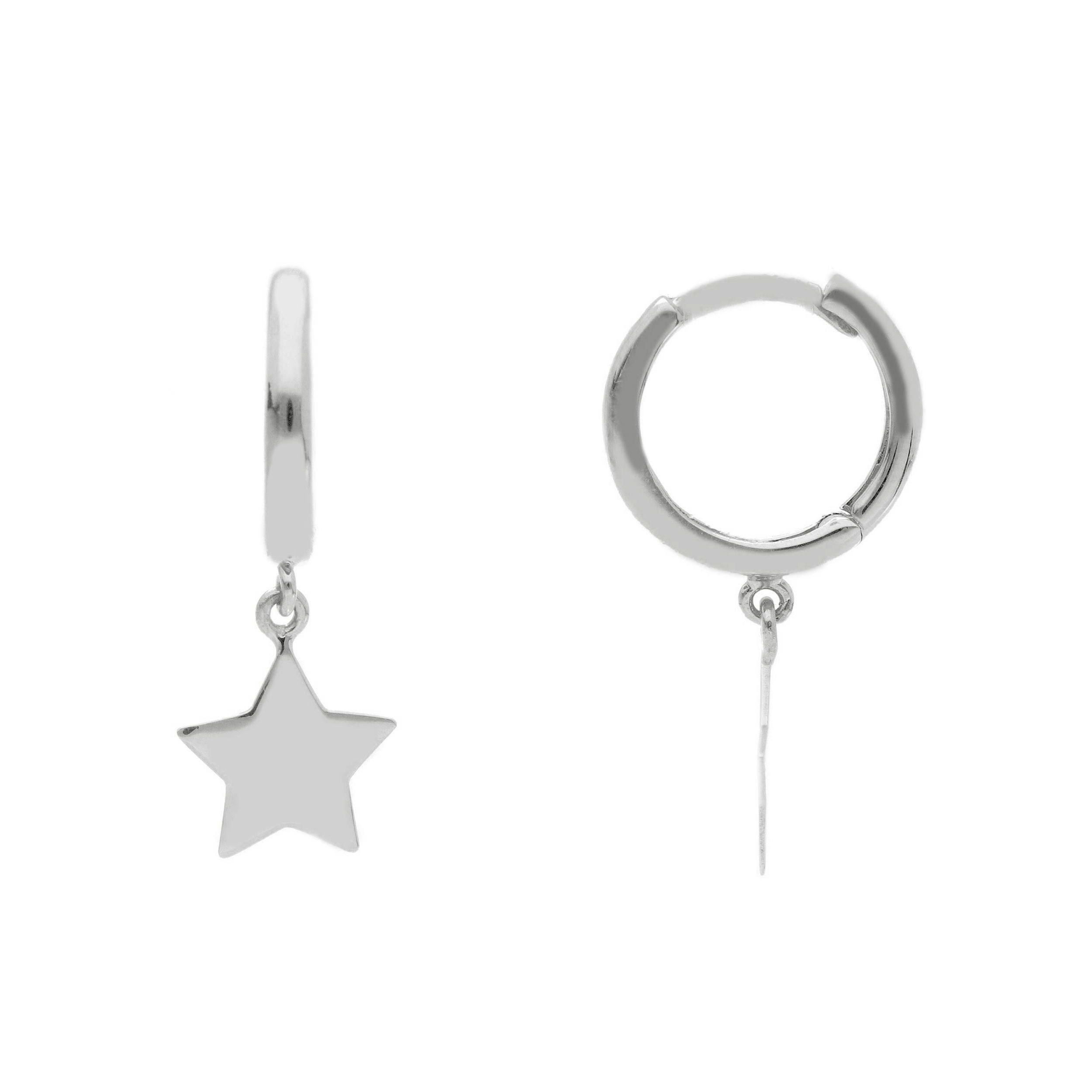 Oro 18 kt - ORECCHINI CERCHIO OB STELLA - ORO BIANCO