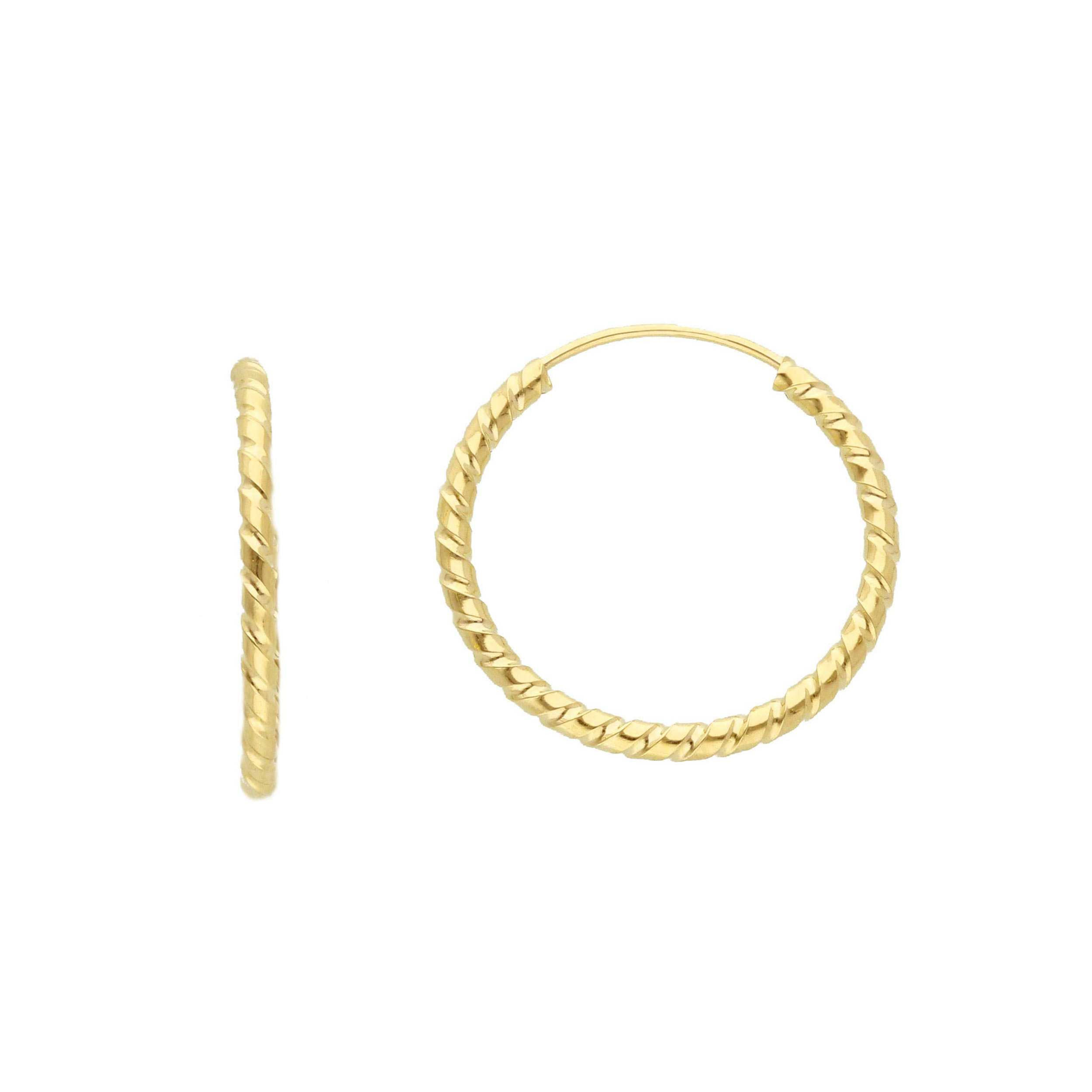 Oro 18 kt - ORECCHINI CANNA OG FANTASIA DIAM 18MM - ORO GIALLO - Ø 18mm