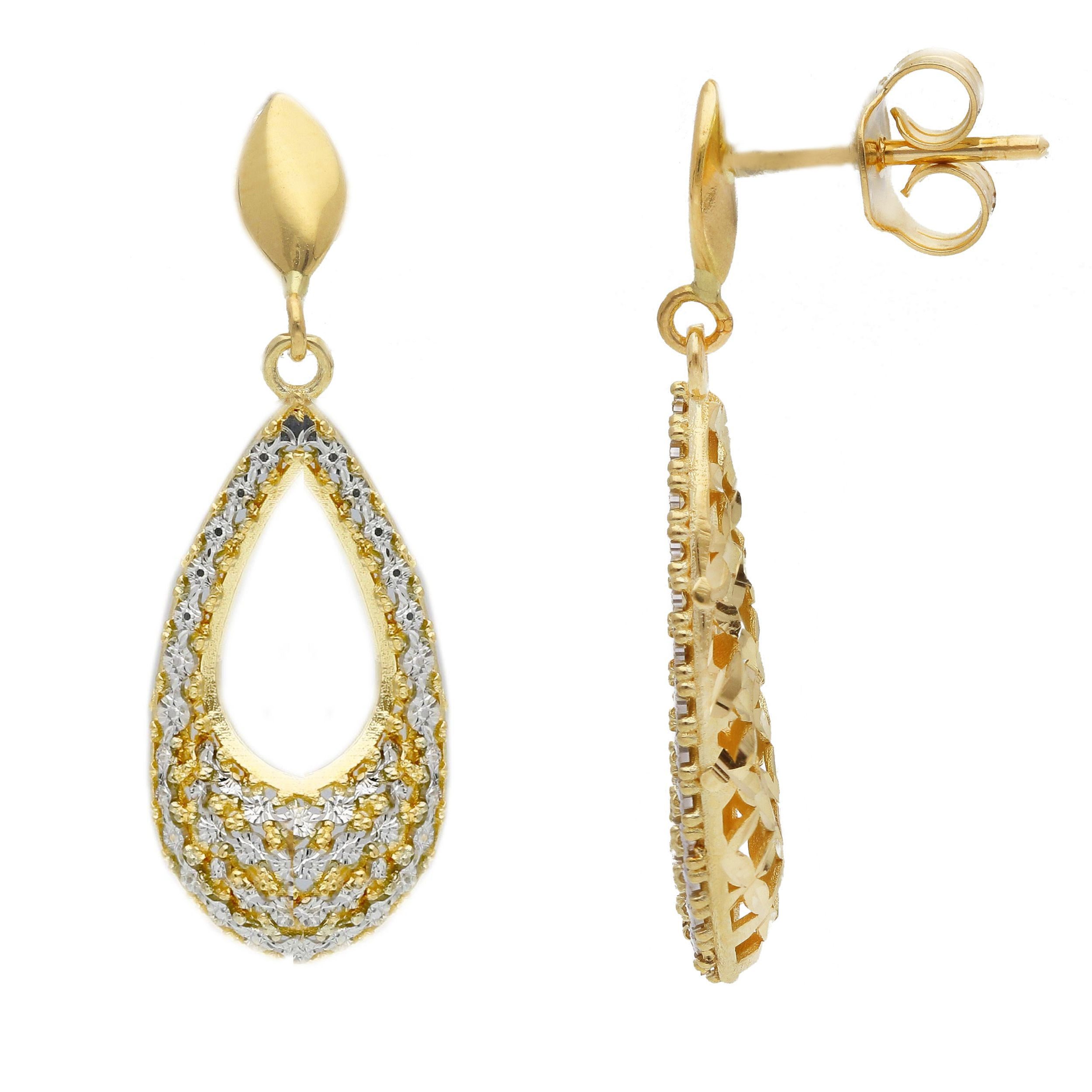 Oro 18 kt - ORECCHINI OGB PENDENTI GOCCIA - ORO GIALLO E BIANCO