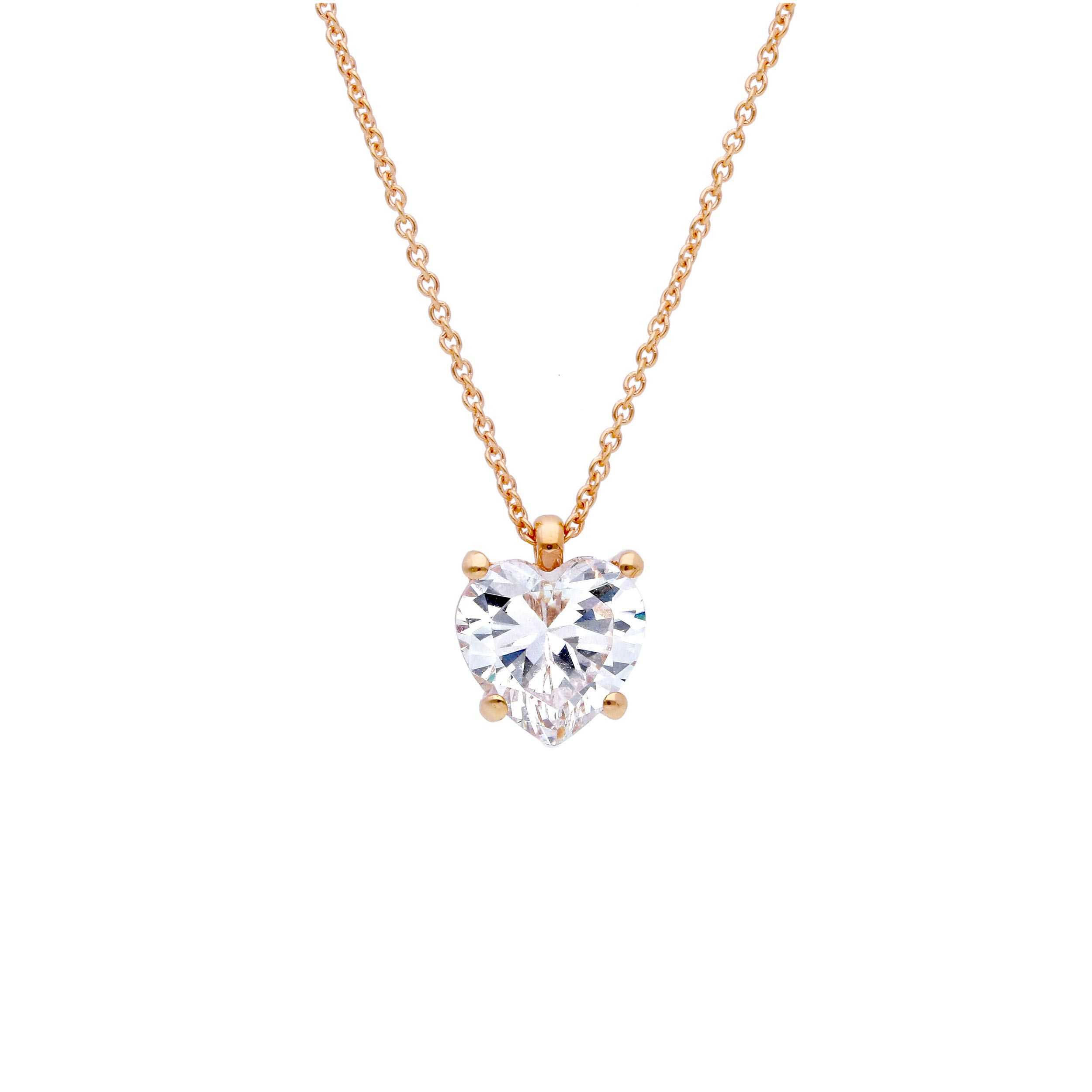 Oro 18 kt - GIROCOLLO OR ZIRCONE CUORE - ORO ROSA