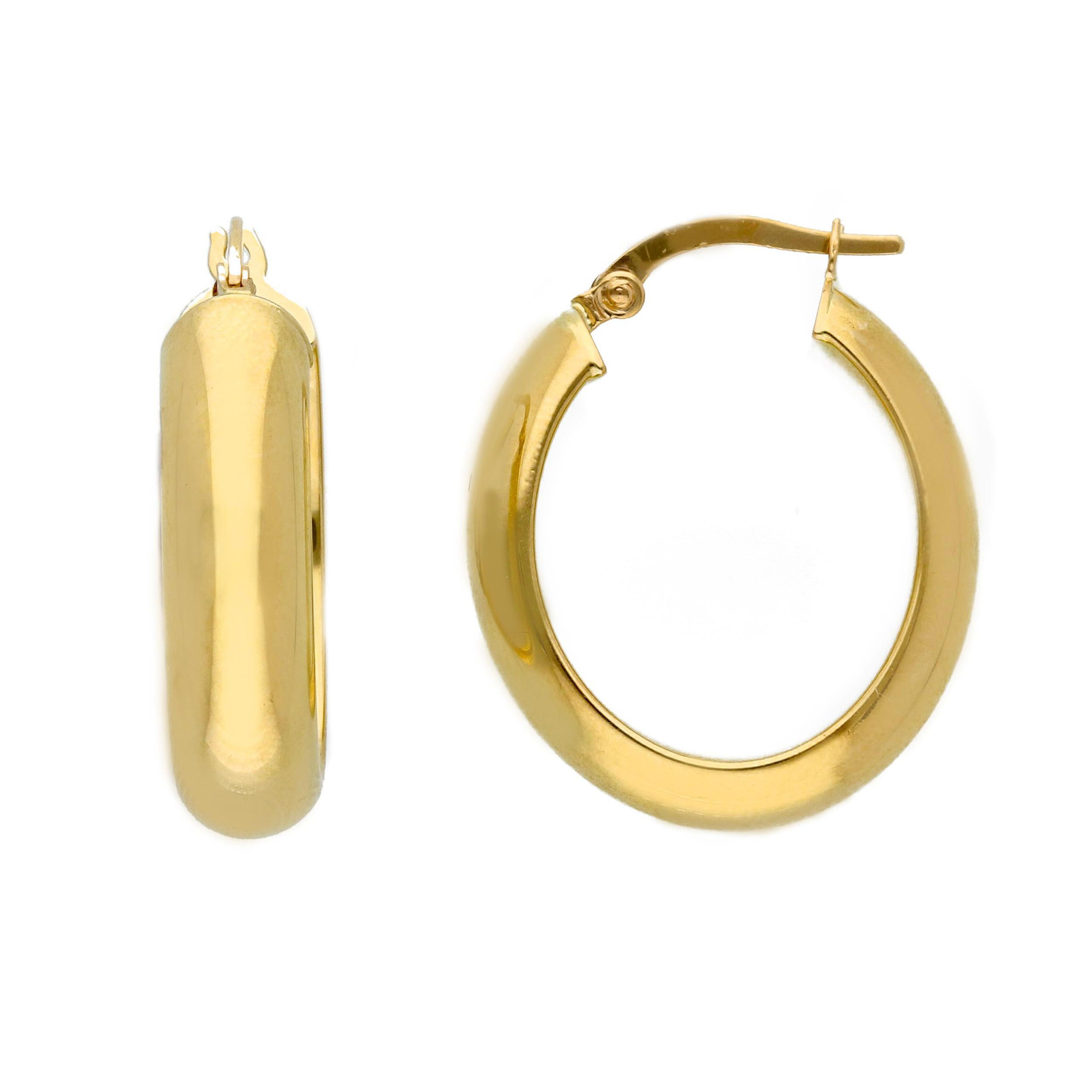 Oro 18 kt - ORECCHINI OVALE OG DIAM. 15 - ORO GIALLO - Ø 15mm