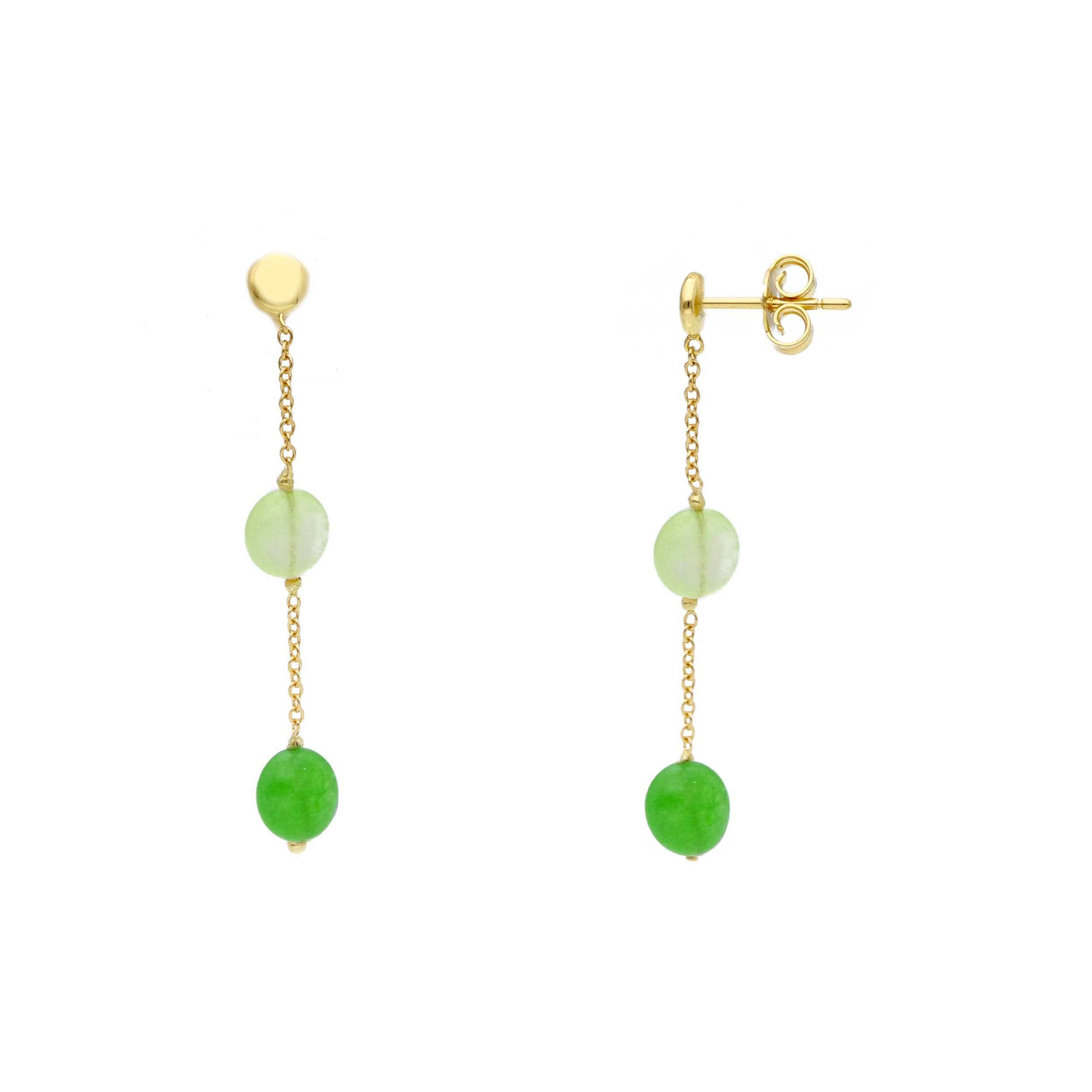 Oro 18 kt - ORECCHINI OG QUARZITE VERDE CHIARA E SCURA - ORO GIALLO