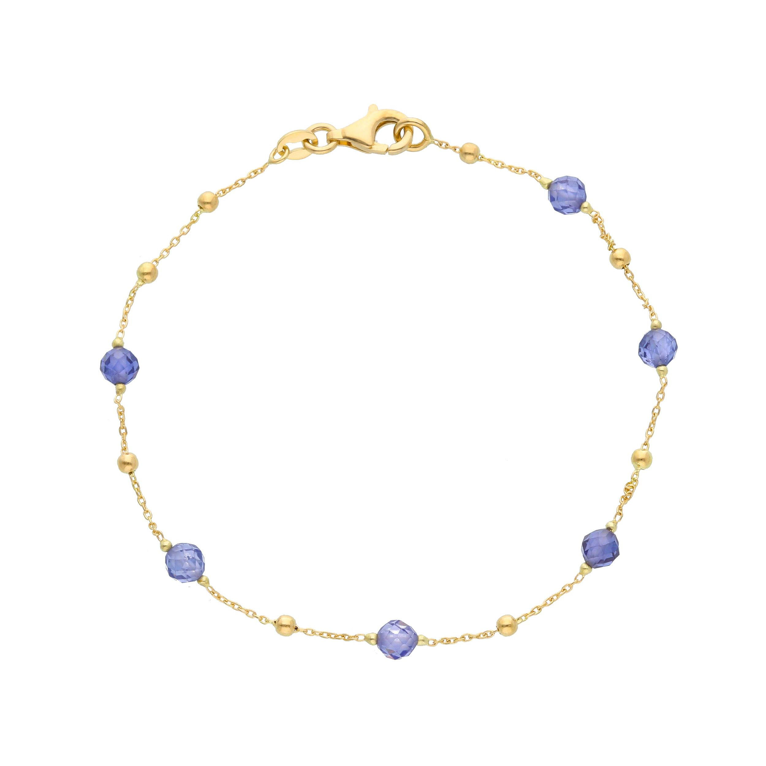 Oro 18 kt - BRACCIALE OG CON PIETRE SINT BLU - ORO GIALLO - 18cm