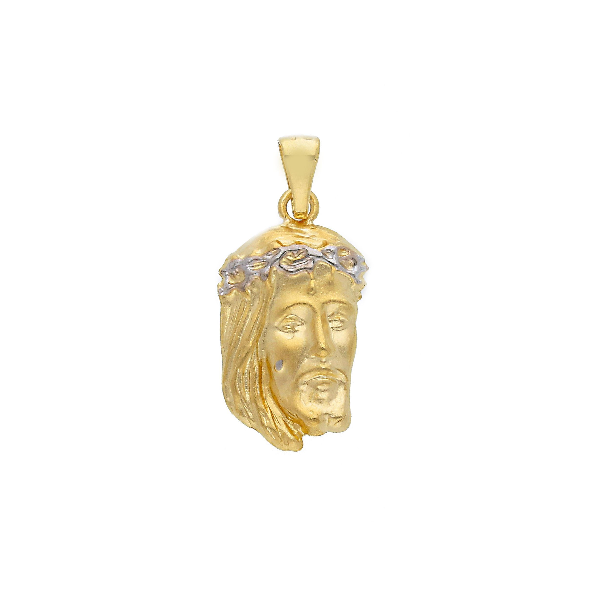 Oro 18 kt - CIONDOLO TESTA CRISTO 1àMIS. - ORO GIALLO E BIANCO