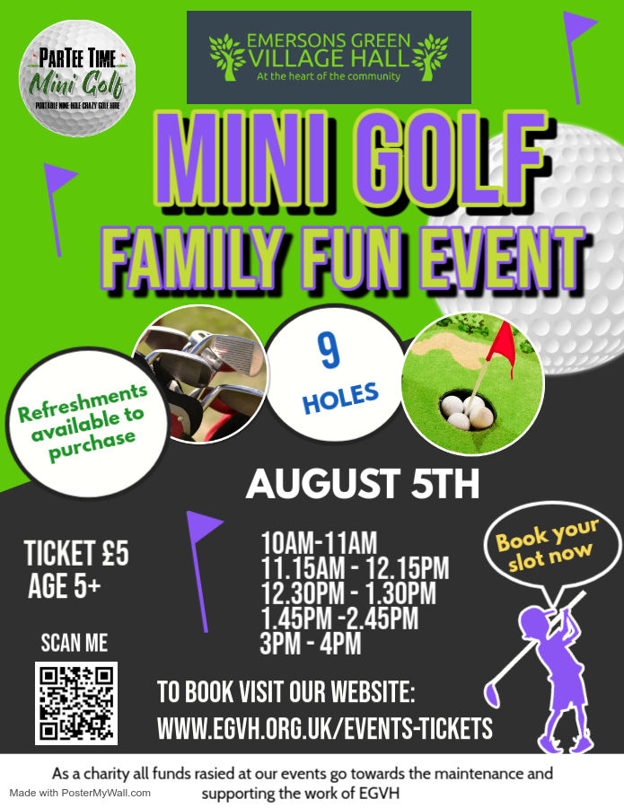 Mini Golf 12.30pm - 1.30pm