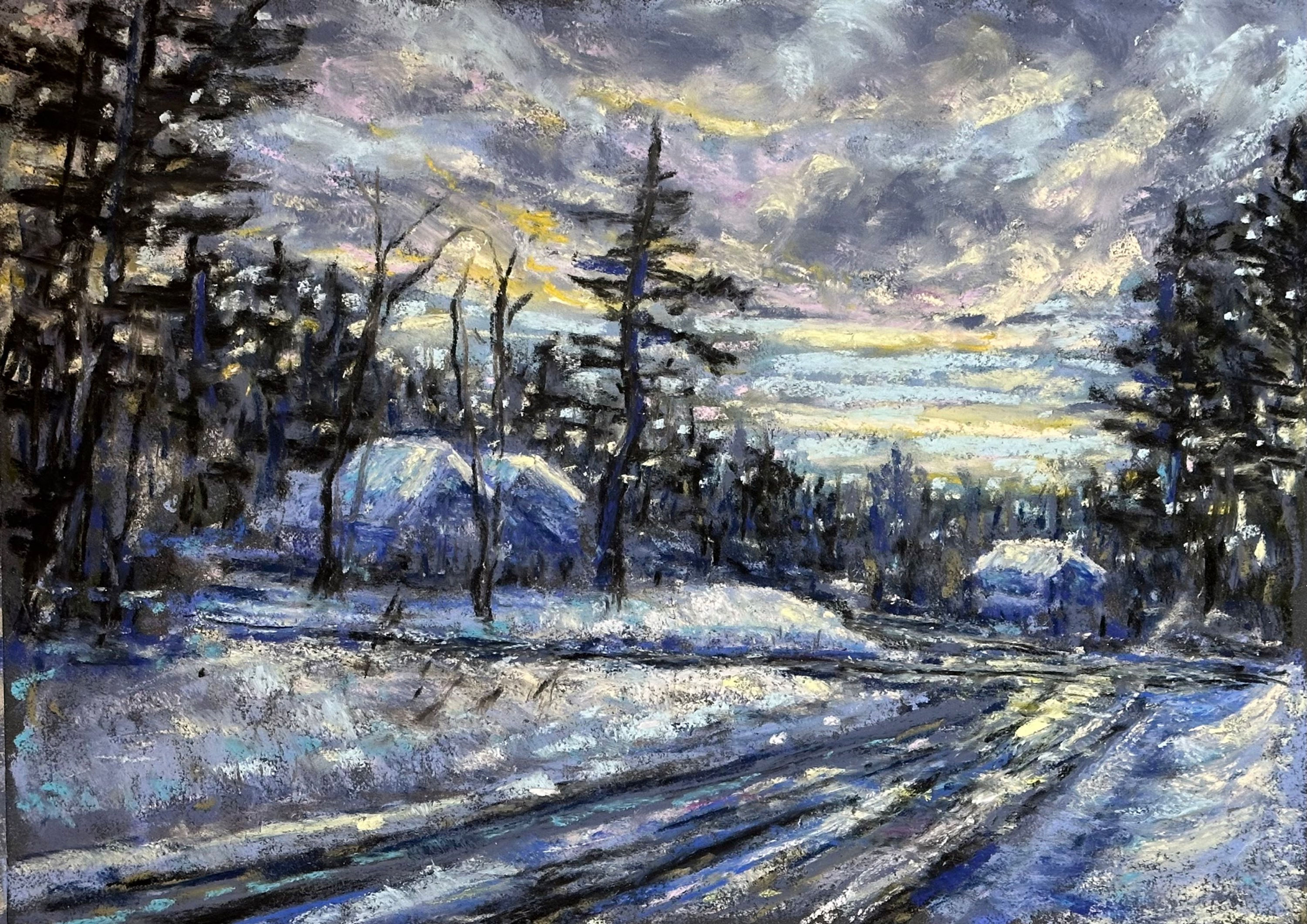 Icy Morning Vew After Shoveling The Driveway 