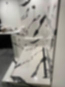 picture of shower made with quartz black and white