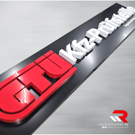 KFZ Prüfstelle 3D Buchstaben Leuchtkasten Logo