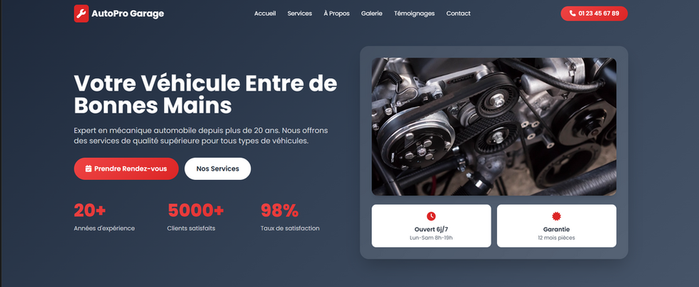 Site model pour un garage