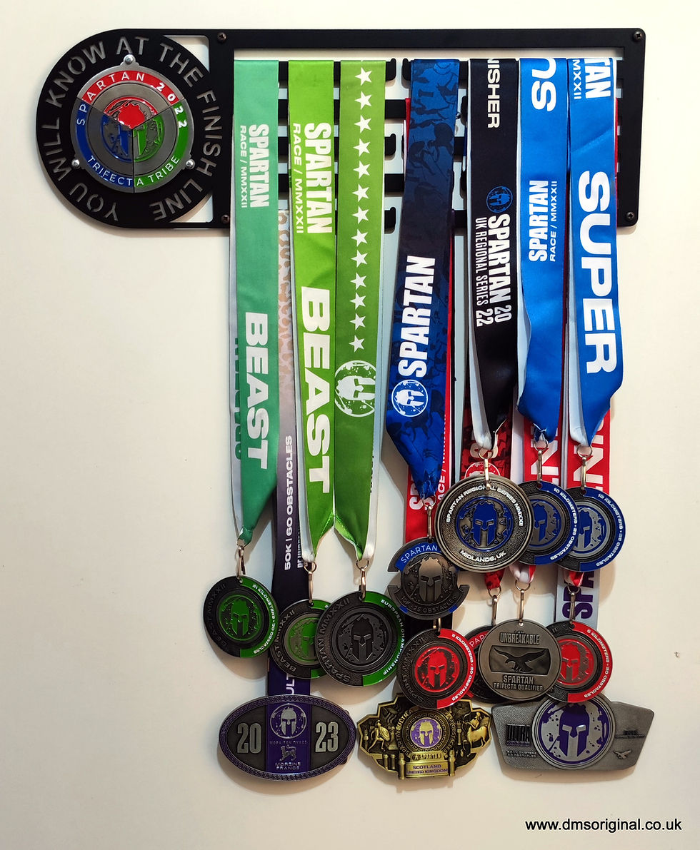 ' You will know at the finish line ' medal hanger