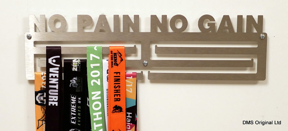 No Pain No Gain medal hanger - triple rail