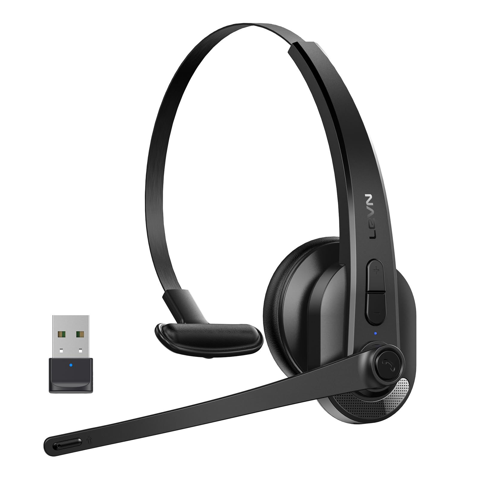 LEVN Wireless Headset with Mic for Work Bluetooth 5.3 Headset with Microphone (A