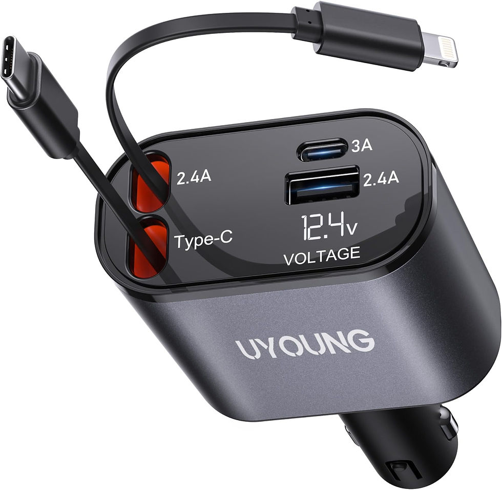 Thumbnail: TIKTOK SHOP Retractable Car Charger, 4 in 1 Fast Car Phone Charger 66W, Retracta