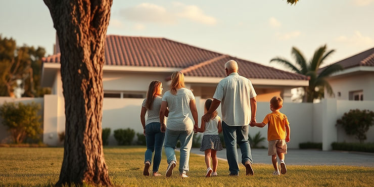 Ação de Despejo e Despejo Liminar: Quando é Possível Retomar o Imóvel? família caminhando em direção a imóvel residencial utilizado para moradia