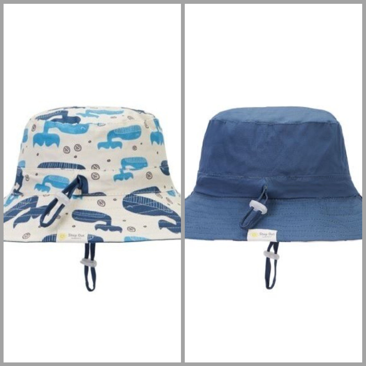 Step Out Sun Hat. Organic Cotton,  UPF50+ rated, head and chin straps for adjustment. Sizes for babies up to adult