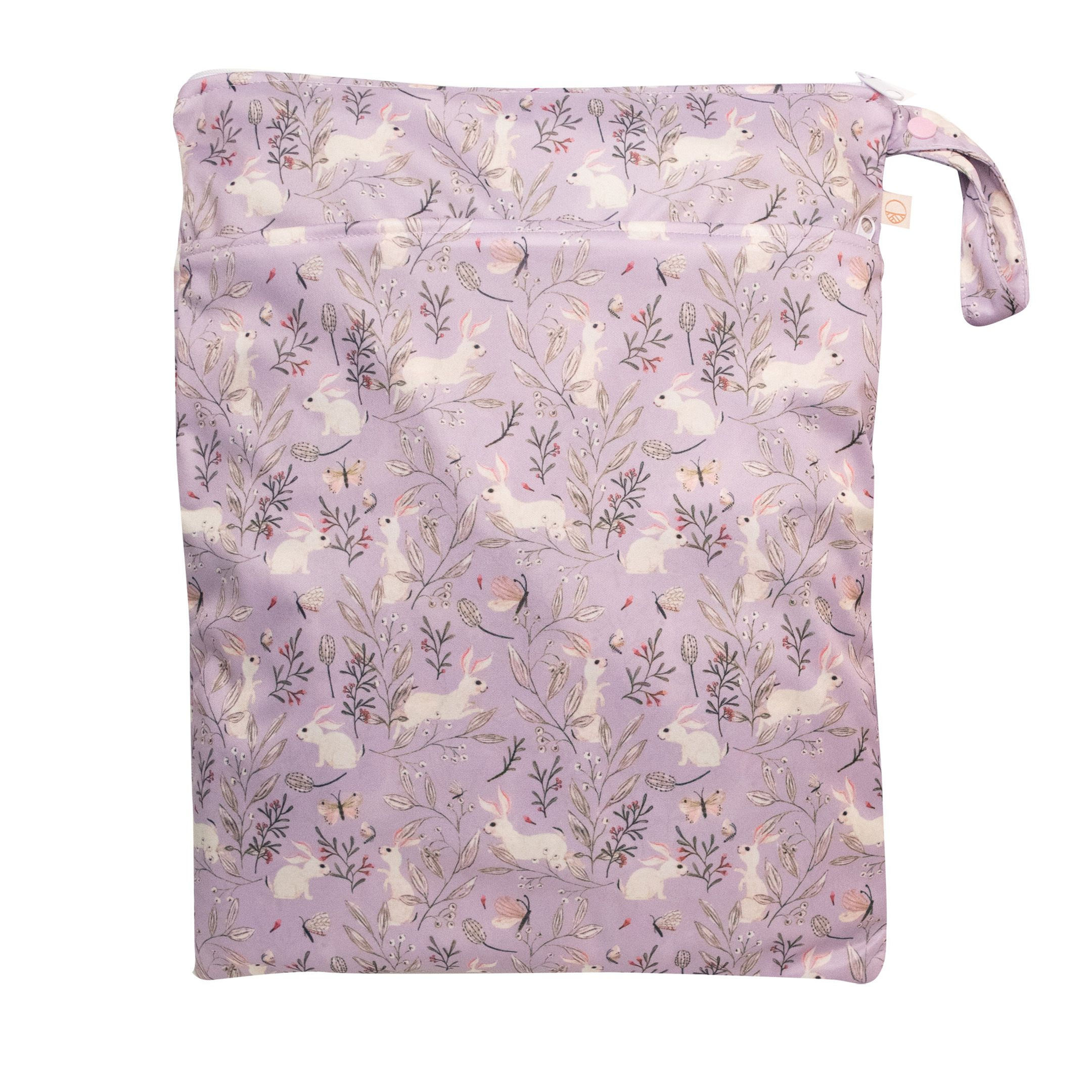 Nestling Double Pocket Wet Bag - Purple Rabbit