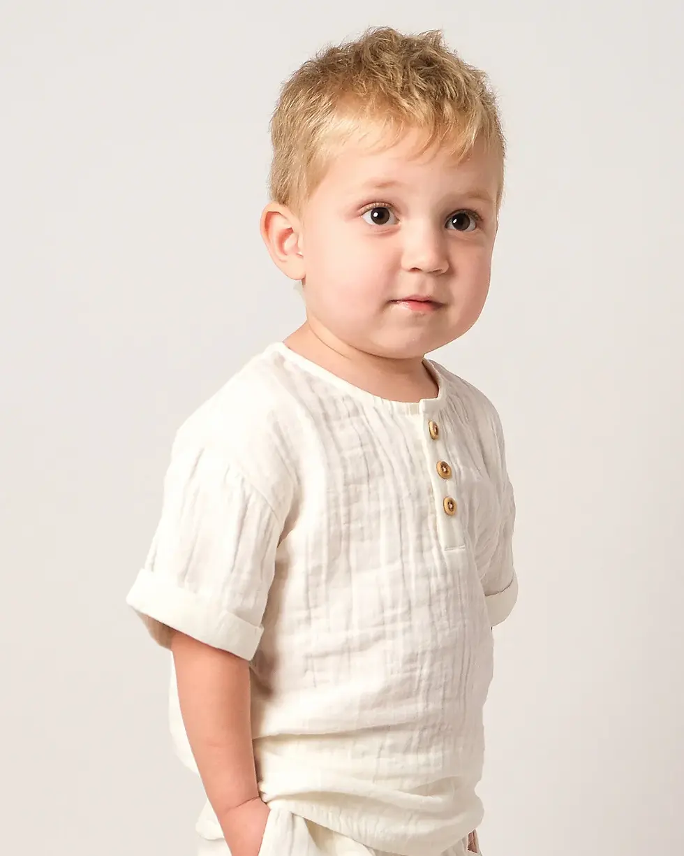 Thumbnail: Babu Muslin Frankie Grandpa Shirt - Vanilla