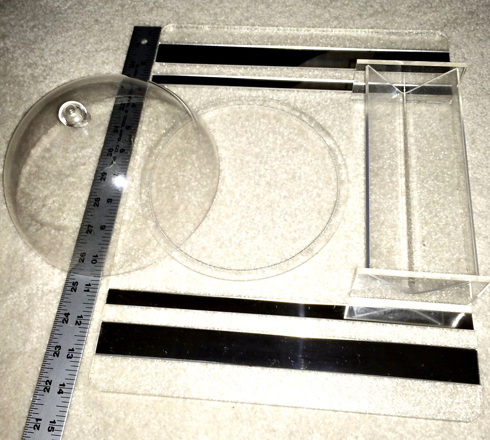 Thumbnail: Vintage Cheese & Crackers Lucite server + dome "chrome" mirror trim exc. cond.