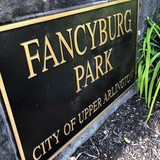 entrance sign to Fancyburg Park, City of Upper Arlington 
