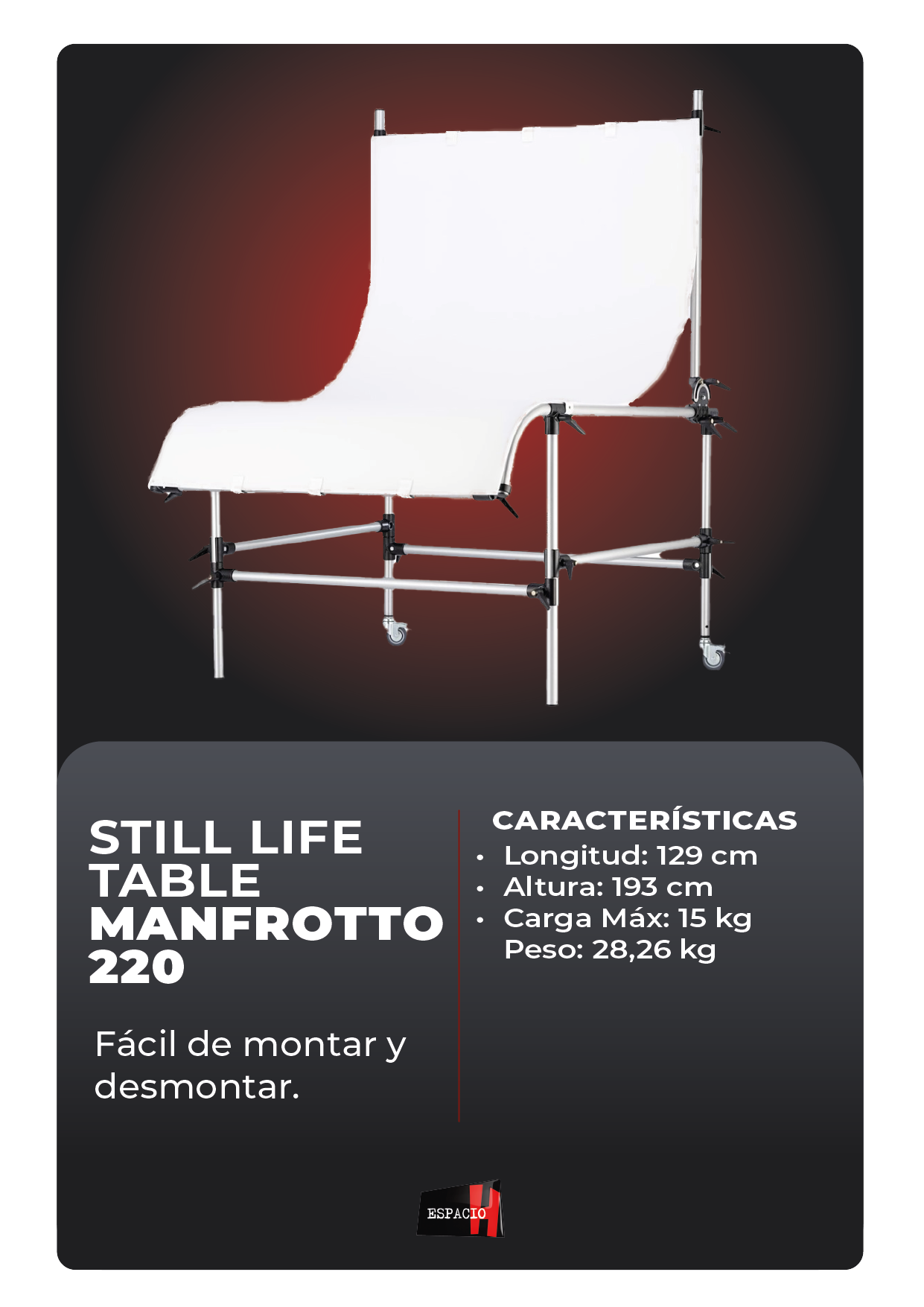 Art. 468 - Mesa de producto Manfrotto 220