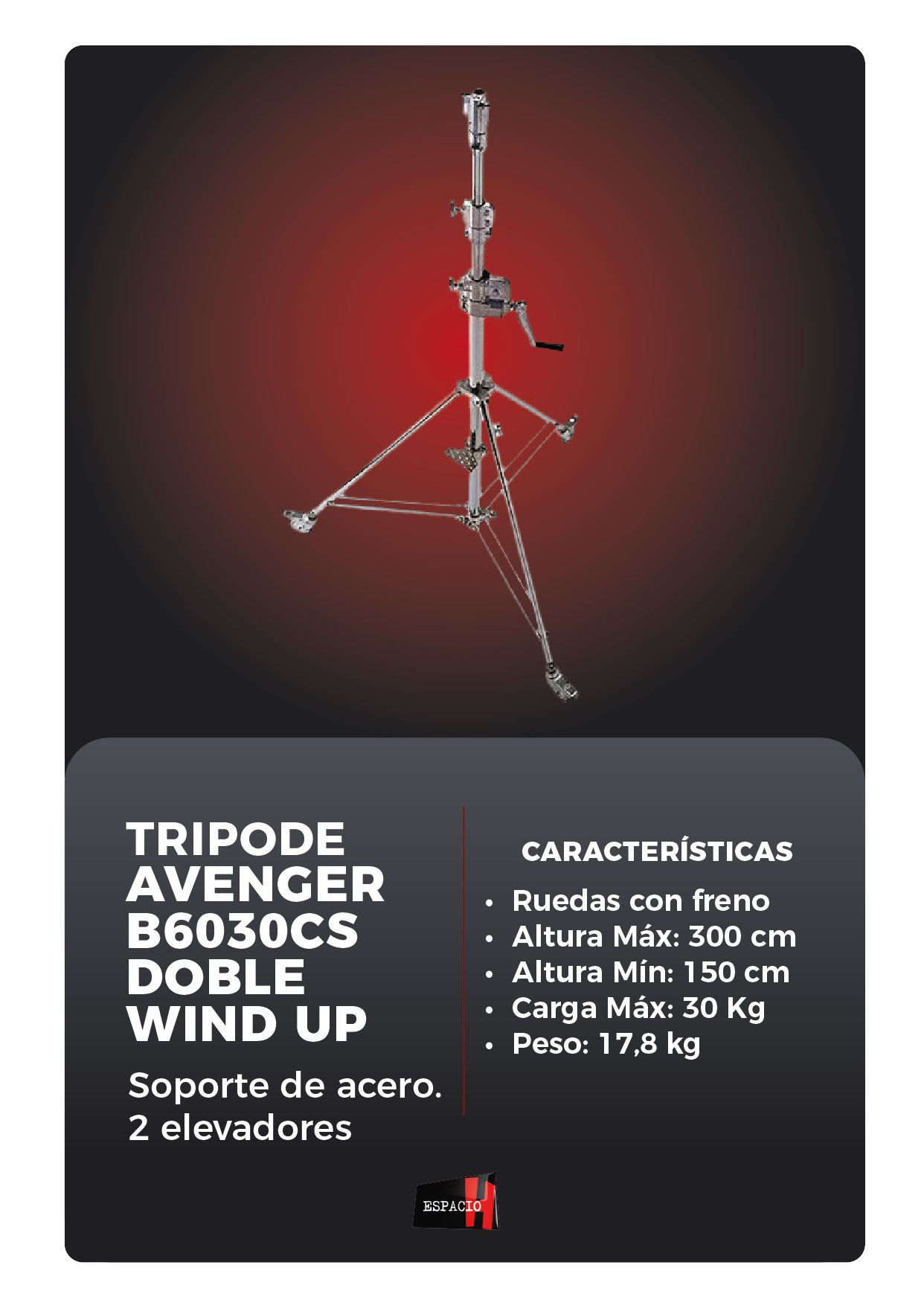 Art. 343 - Avenger Tripode B6030CS Doble WIND UP