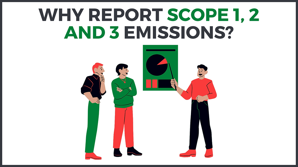 An infographic of a group reporting, to emphasise why report scope 1, 2 and 3 emissions