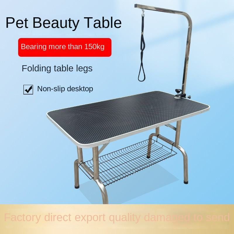 Miniature : Table de toilettage pour animaux de compagnie en acier inoxydable pliable à haut
