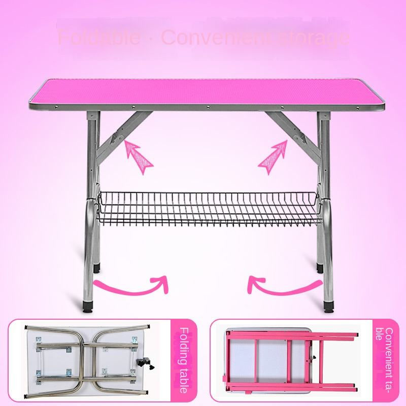 Miniature : Table de toilettage pour animaux de compagnie en acier inoxydable pliable à haut