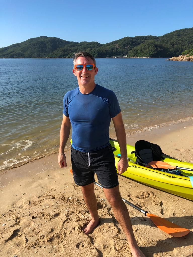 Jo Lodder kayaking, training for endurance challenges.