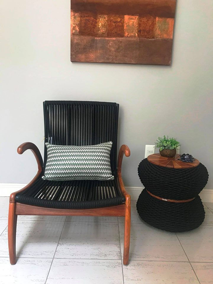 Miniatura: Mesa Lateral Corda e Madeira Cumaru